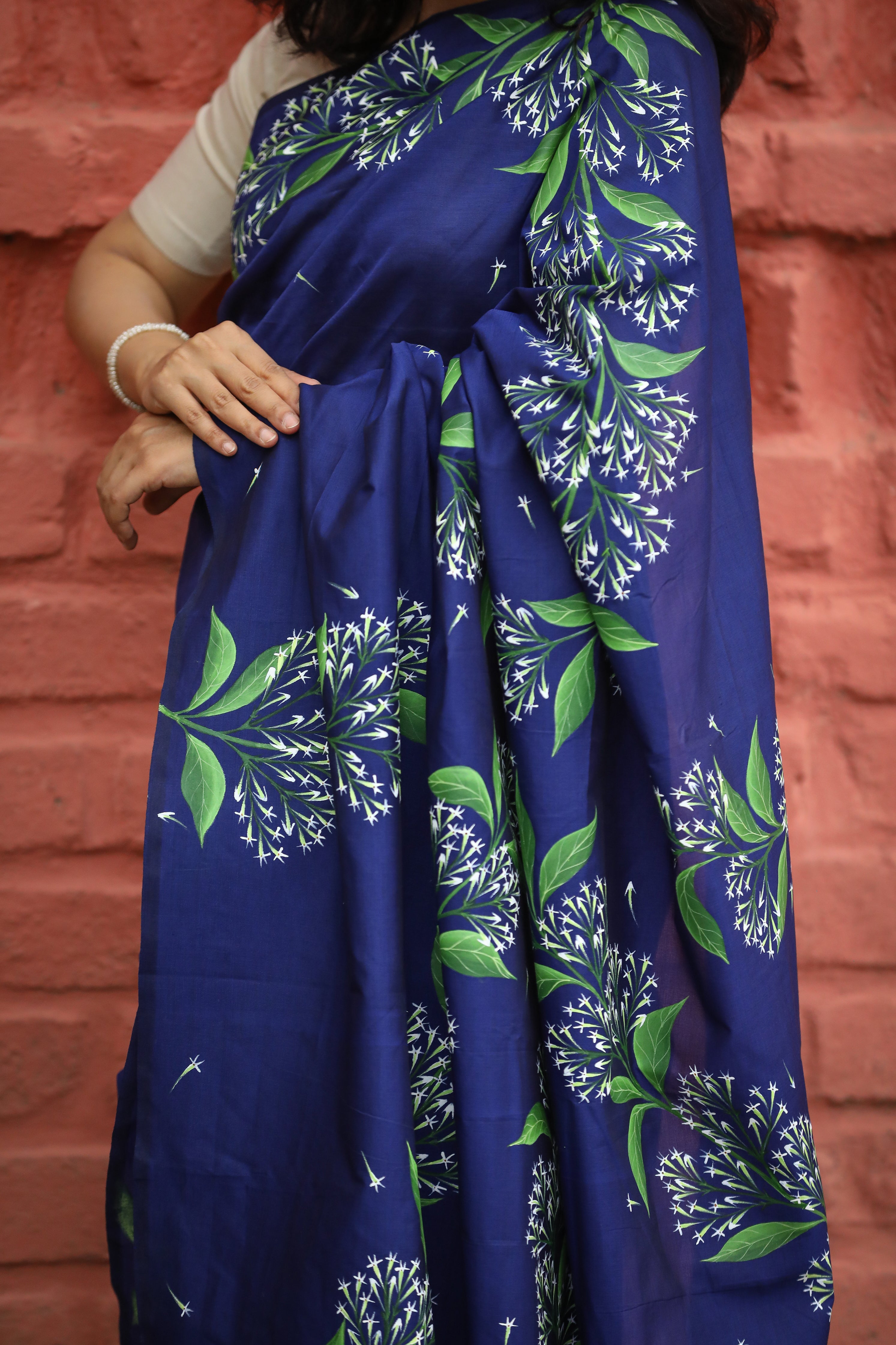 Ratarani Saree (English Name - Night-blooming Jasmine) - Blue
