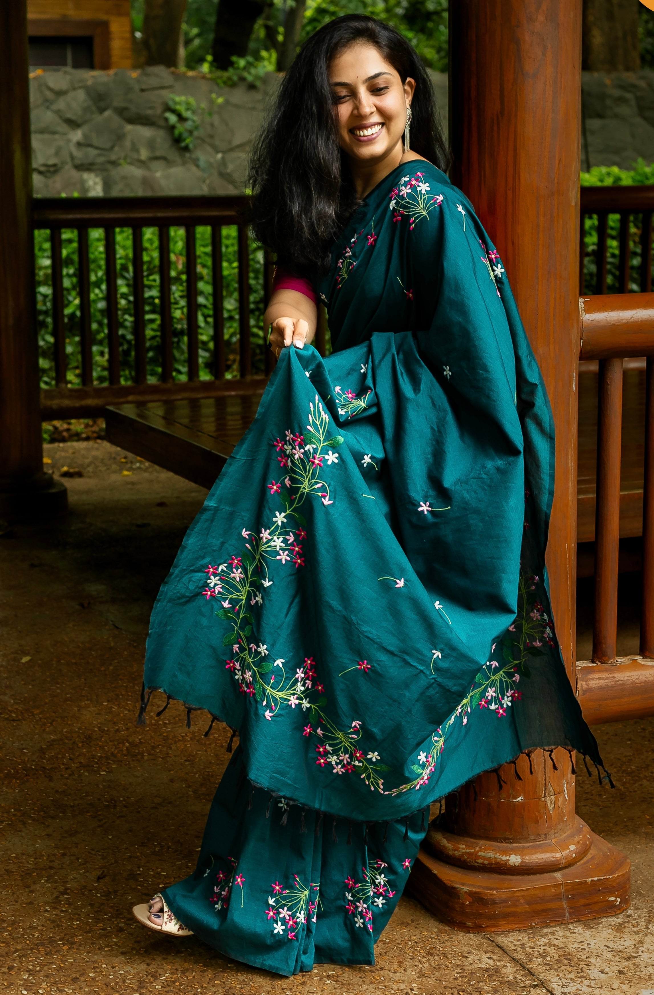 Madhumalati Saree - Rama Green