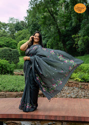Madhumalati Saree - Dark Grey
