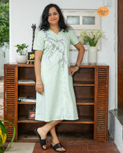 Bahar Vel A- Line Dress (Pista Colour)