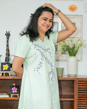 Bahar Vel A- Line Dress (Pista Colour)