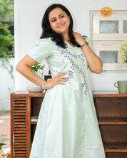Bahar Vel A- Line Dress (Pista Colour)