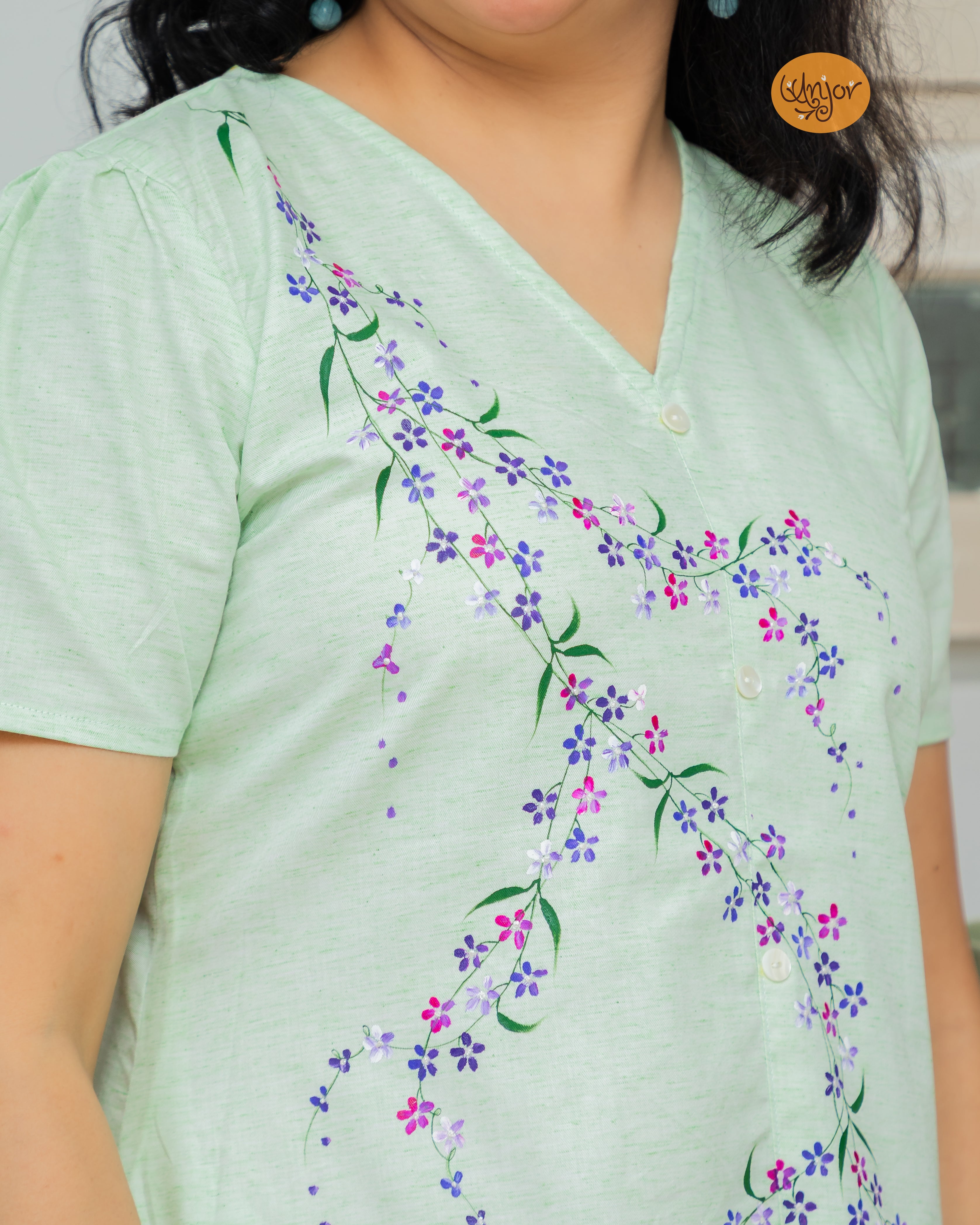Bahar Vel A- Line Dress (Pista Colour)