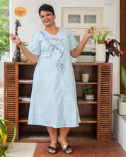 Bahar A- Line Dress (Pastel Blue)