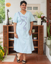 Bahar A- Line Dress (Pastel Blue)