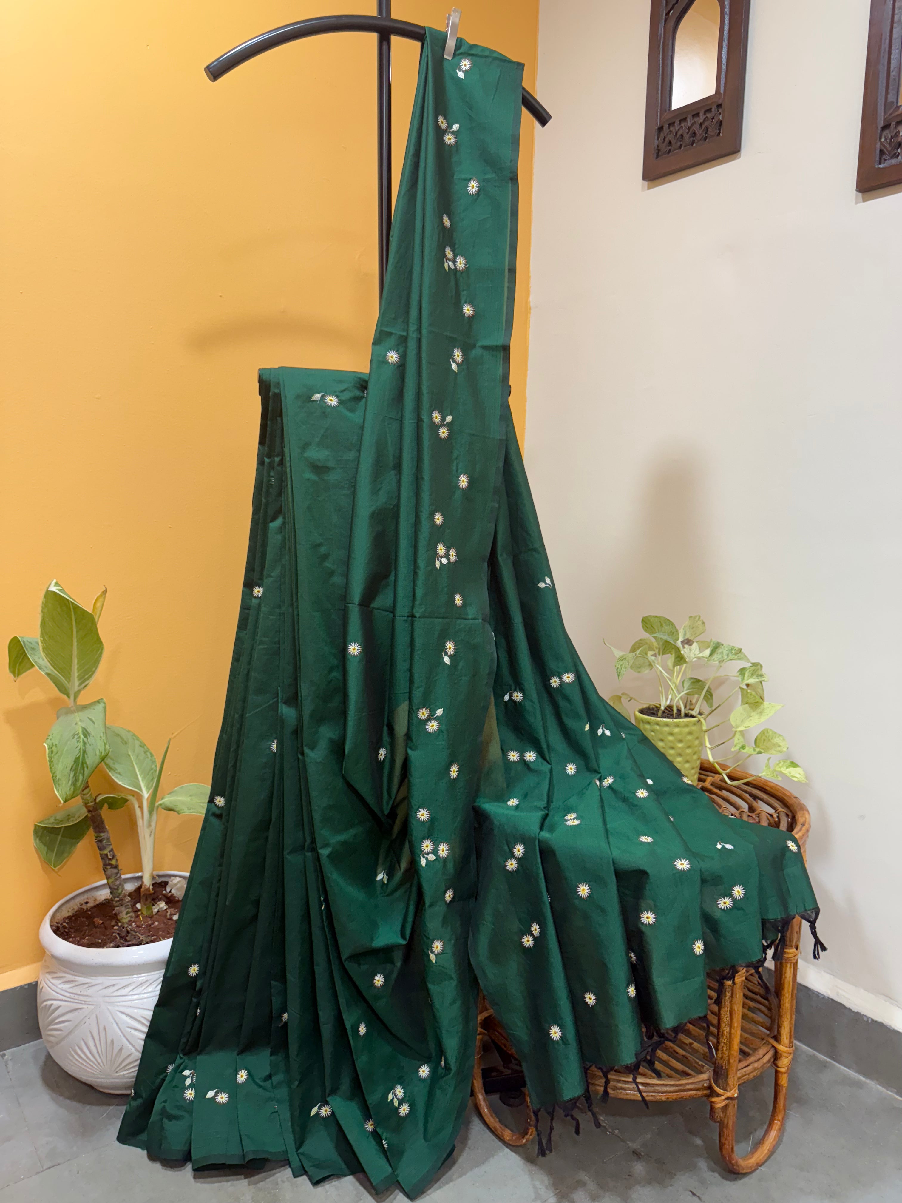Bakul Saree - Bottle Green
