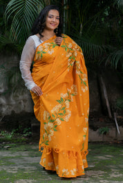 Ratarani Saree (English Name - Night-blooming Jasmine) - Mustard Yellow