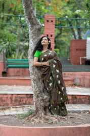 Rain Lily Saree - Brown