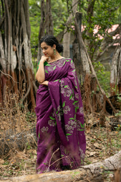 Ratarani Saree (English Name - Night-blooming Jasmine) - Maroon