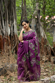 Ratarani Saree (English Name - Night-blooming Jasmine) - Maroon