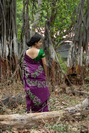 Ratarani Saree (English Name - Night-blooming Jasmine) - Maroon