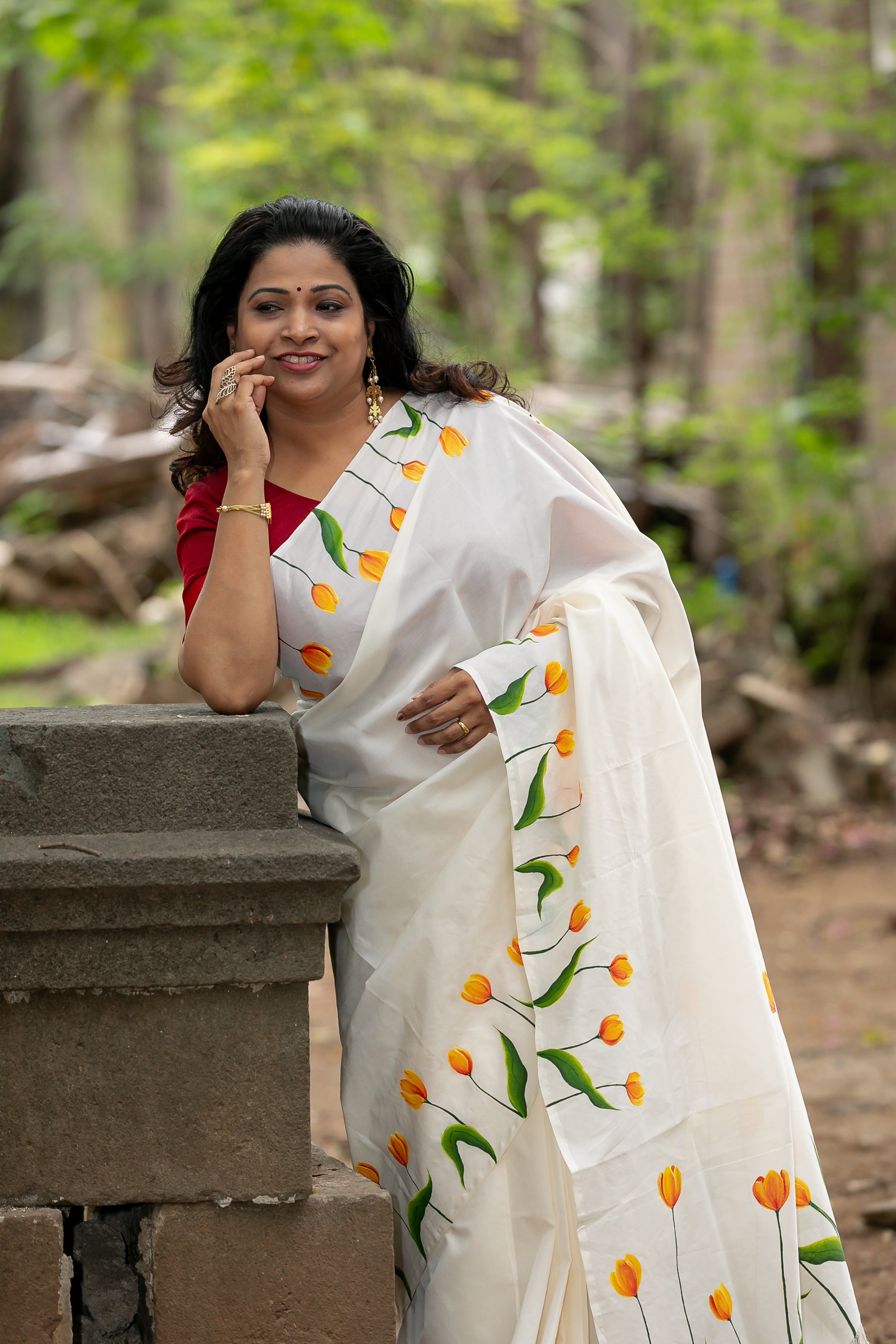 Tulip saree - White