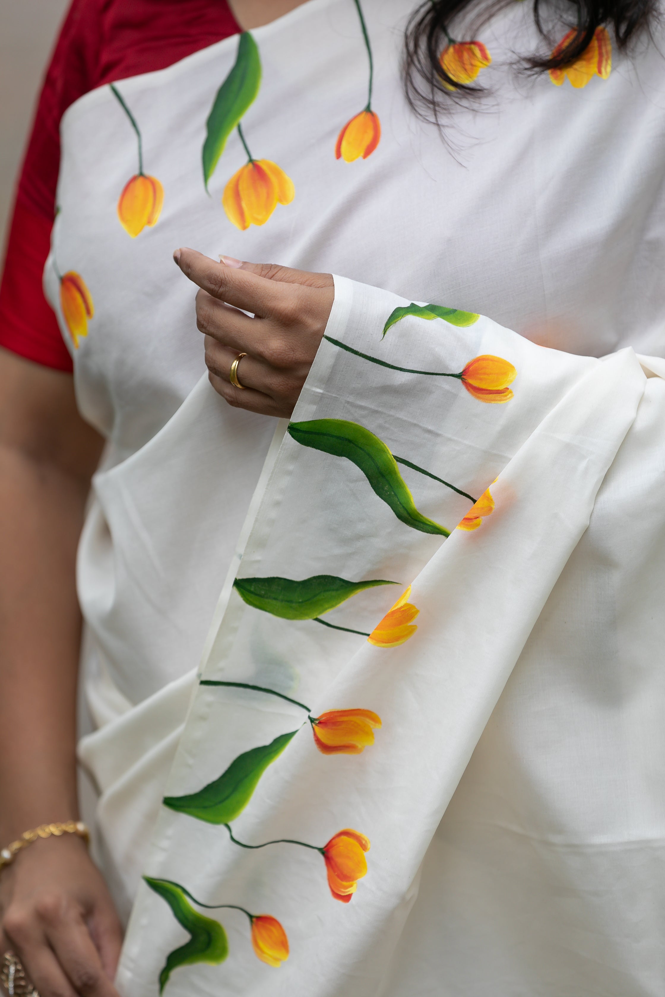 Tulip saree - White