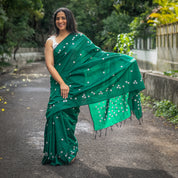 Parijaat Saree - Bottle Green