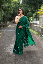 Parijaat Saree - Bottle Green