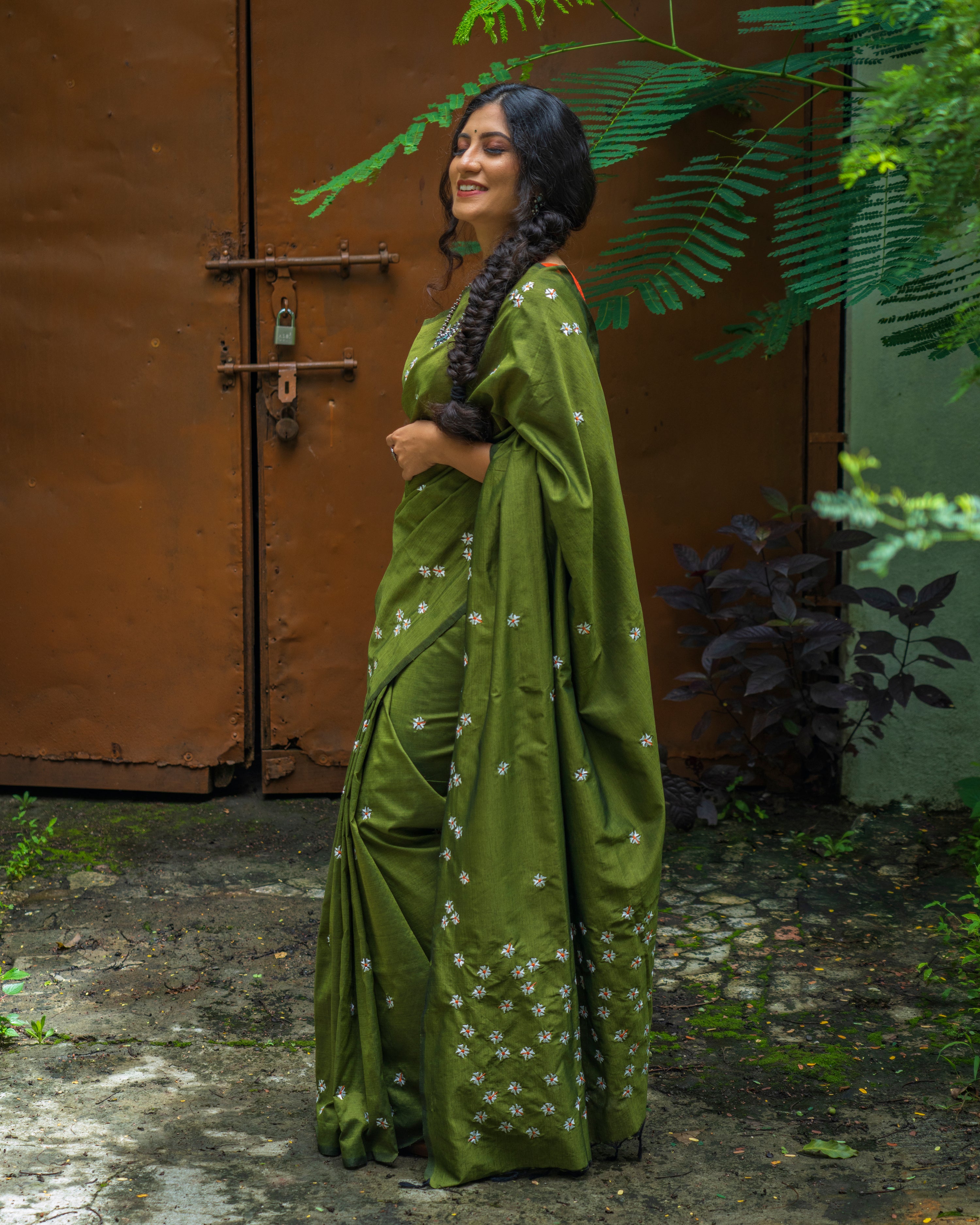 Parijaat Saree - Shevali Green