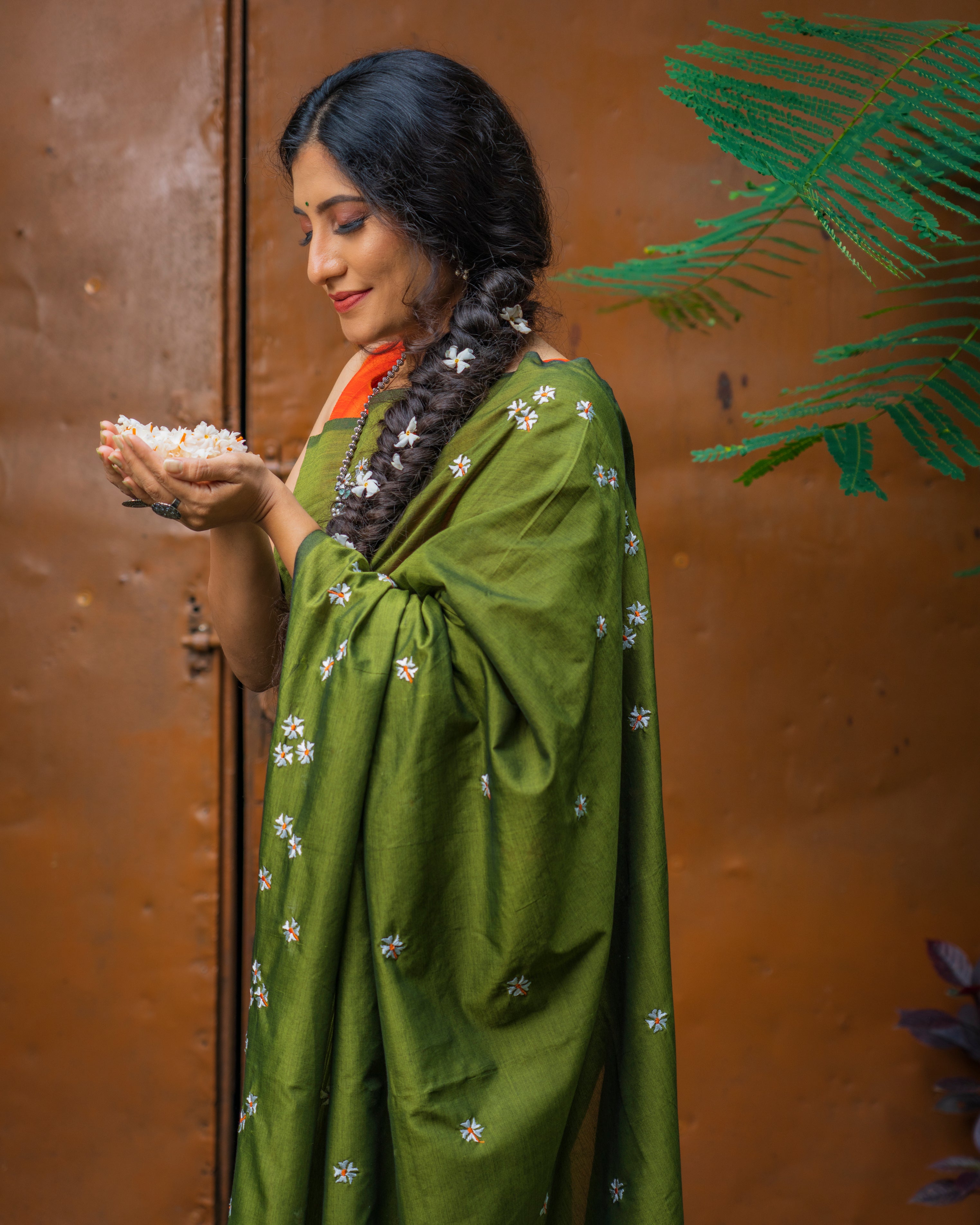 Parijaat Saree - Shevali Green