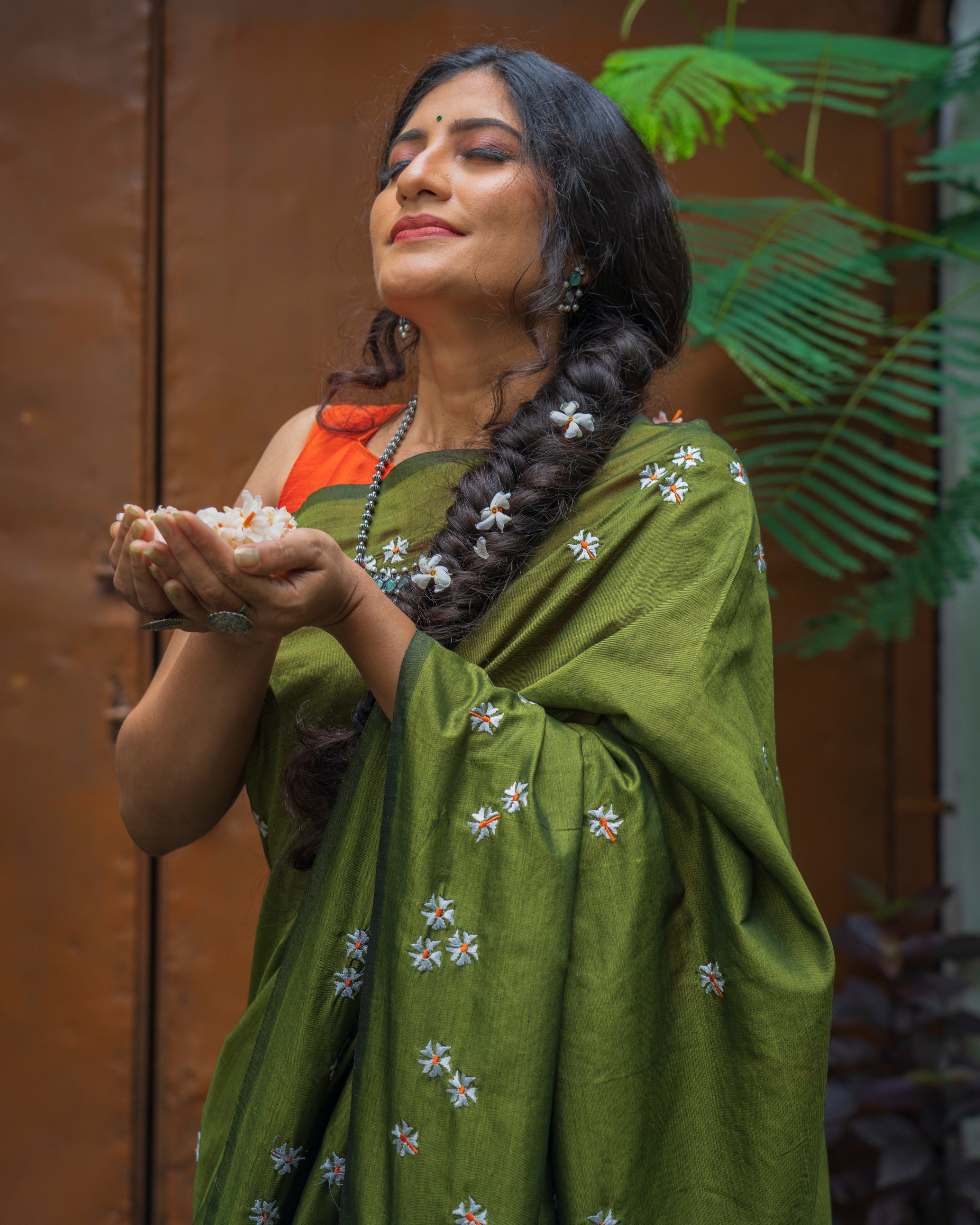 Parijaat Saree - Shevali Green