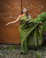 Parijaat Saree - Shevali Green