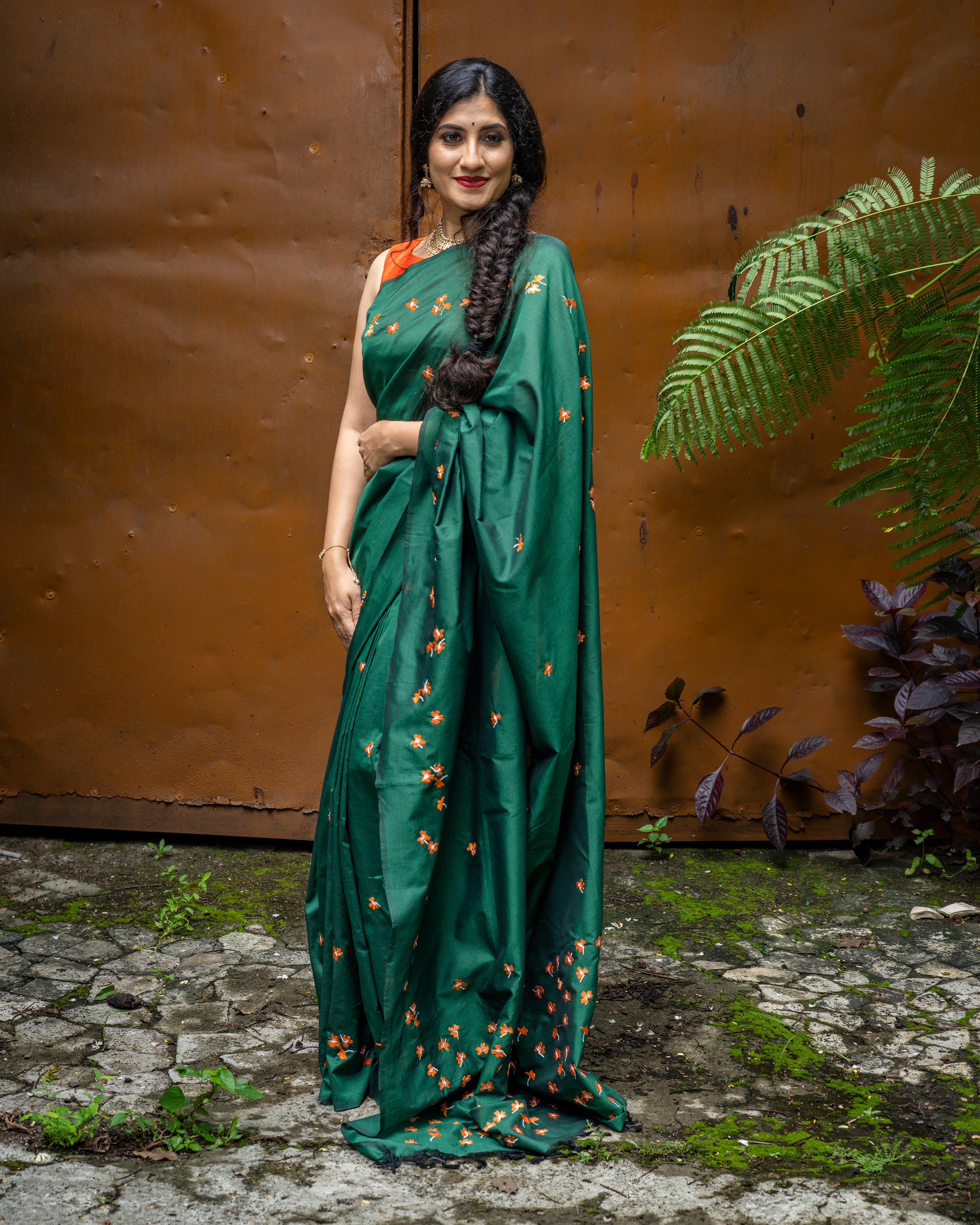 Aboli Saree - Bottle Green