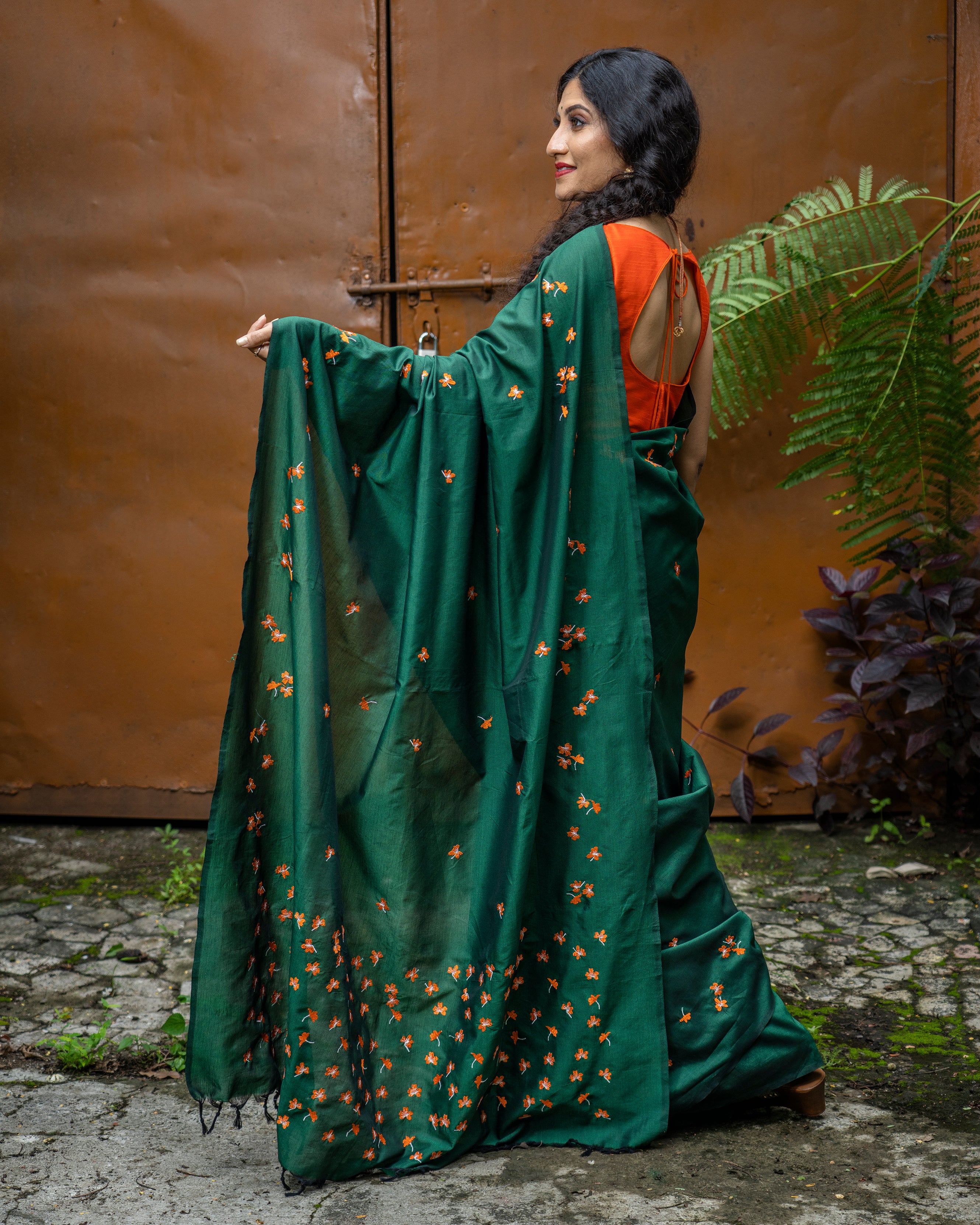 Aboli Saree - Bottle Green
