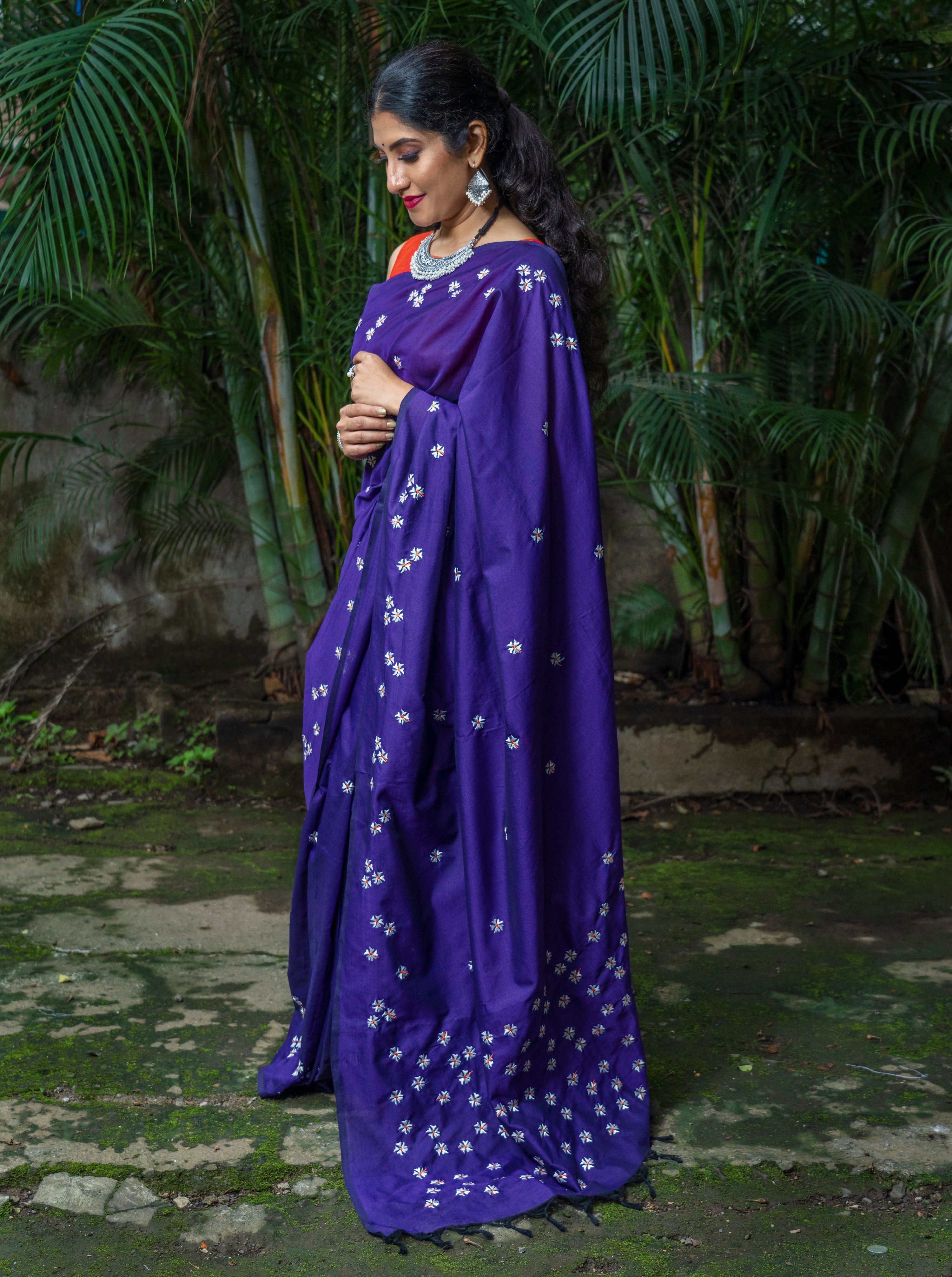 Parijaat Saree - Navy Blue