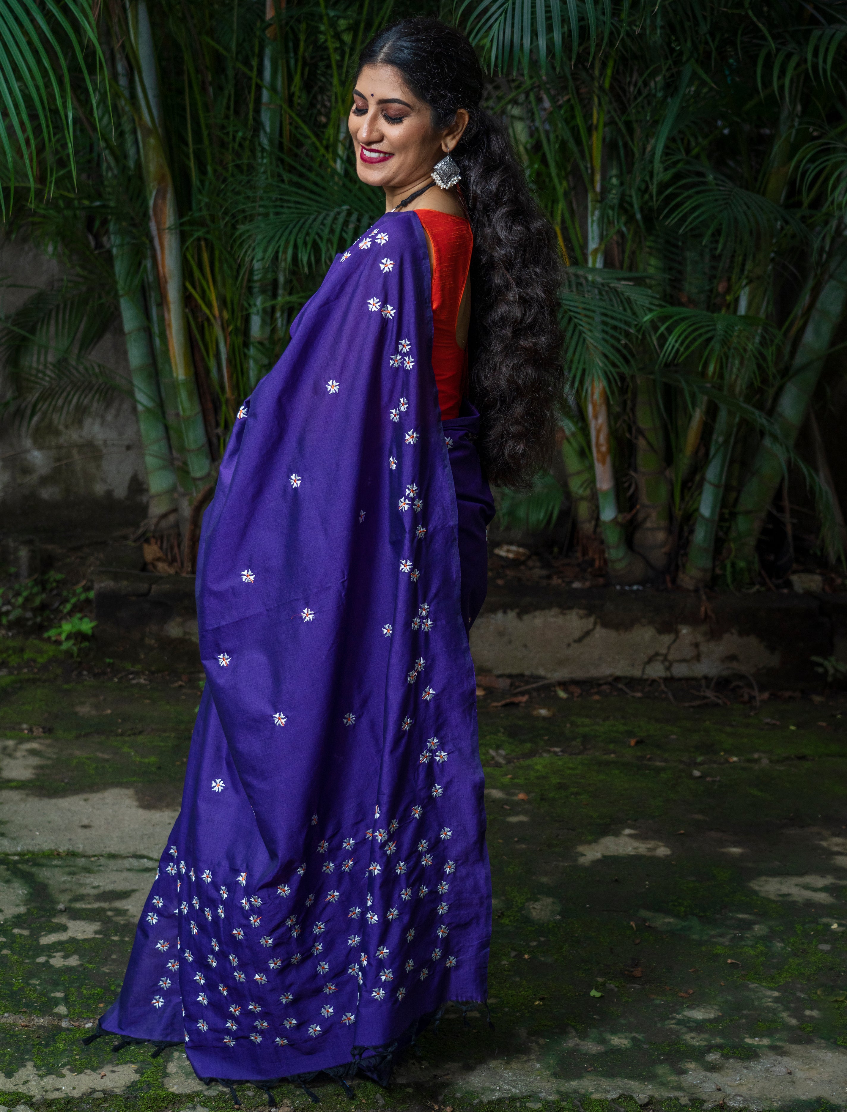 Parijaat Saree - Navy Blue