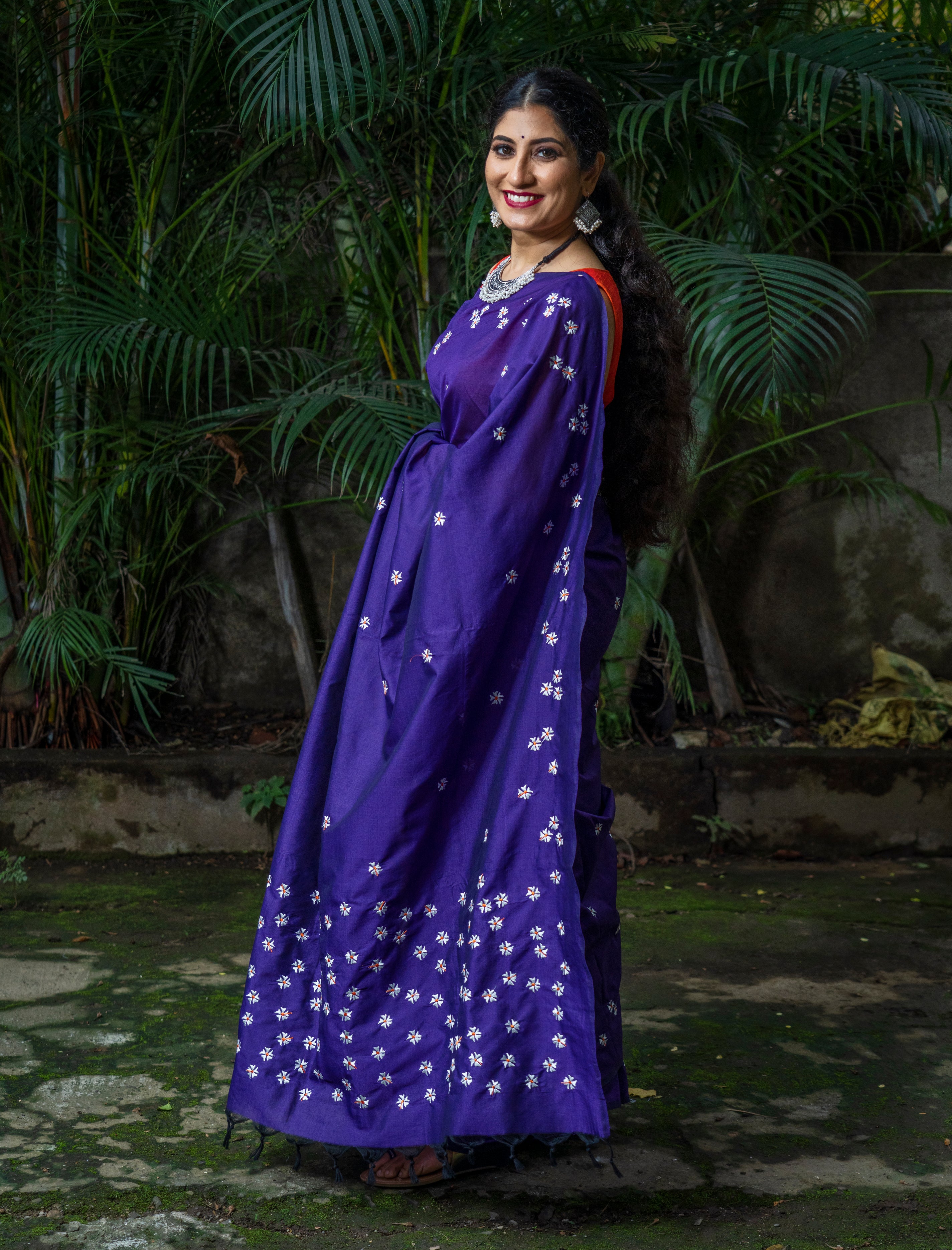 Parijaat Saree - Navy Blue