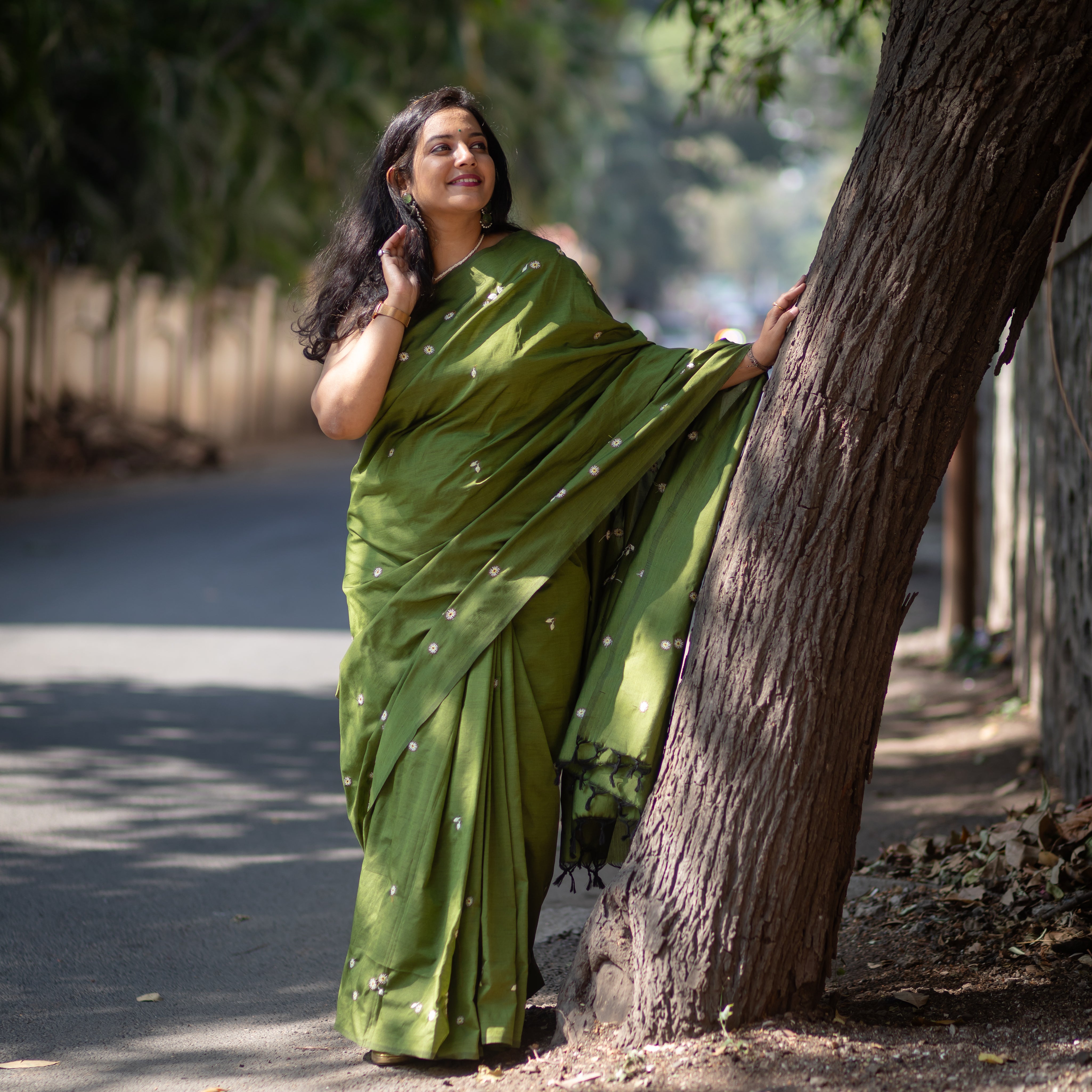 Bakul Saree - Shevali Green