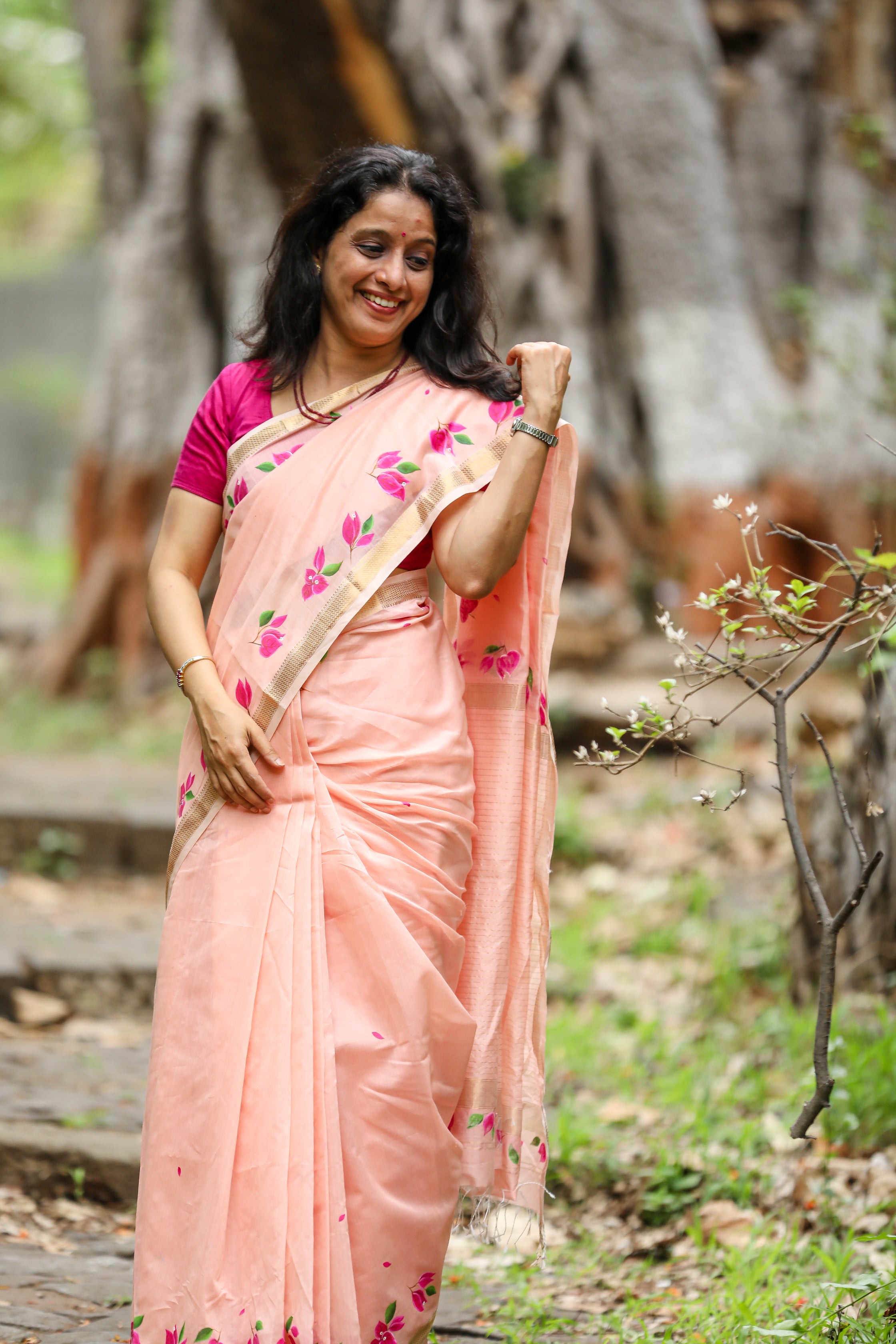 Bougainvellia Saree - Light Peach