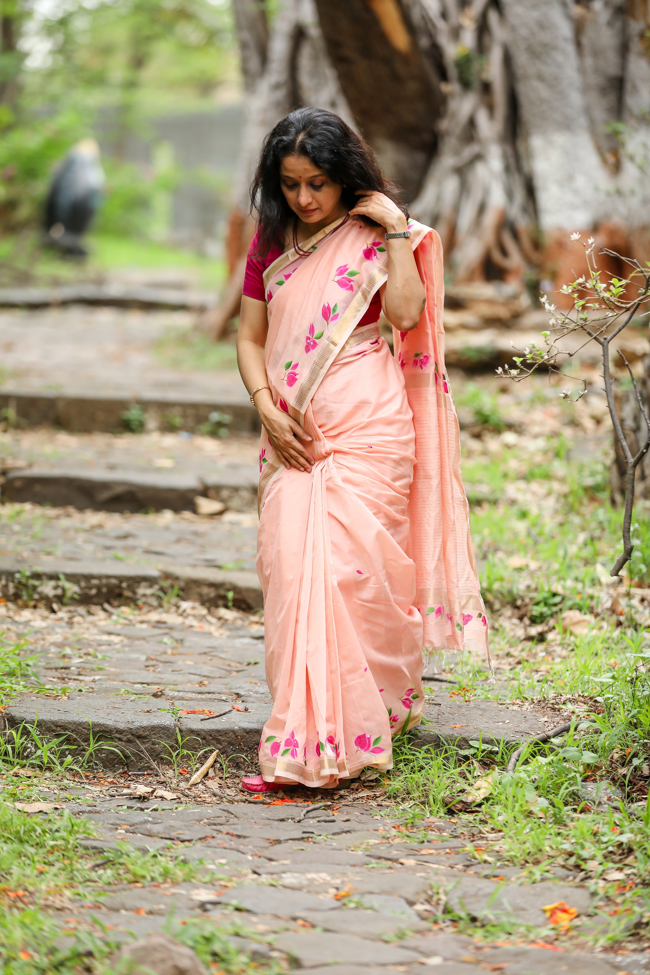 Bougainvellia Saree - Light Peach