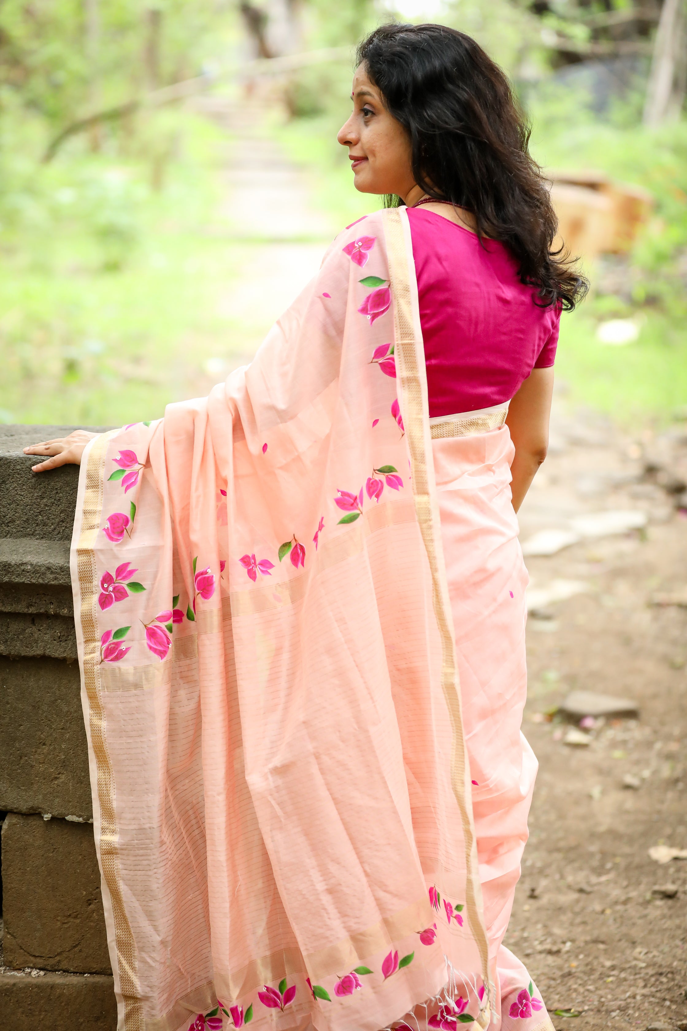 Bougainvellia Saree - Light Peach