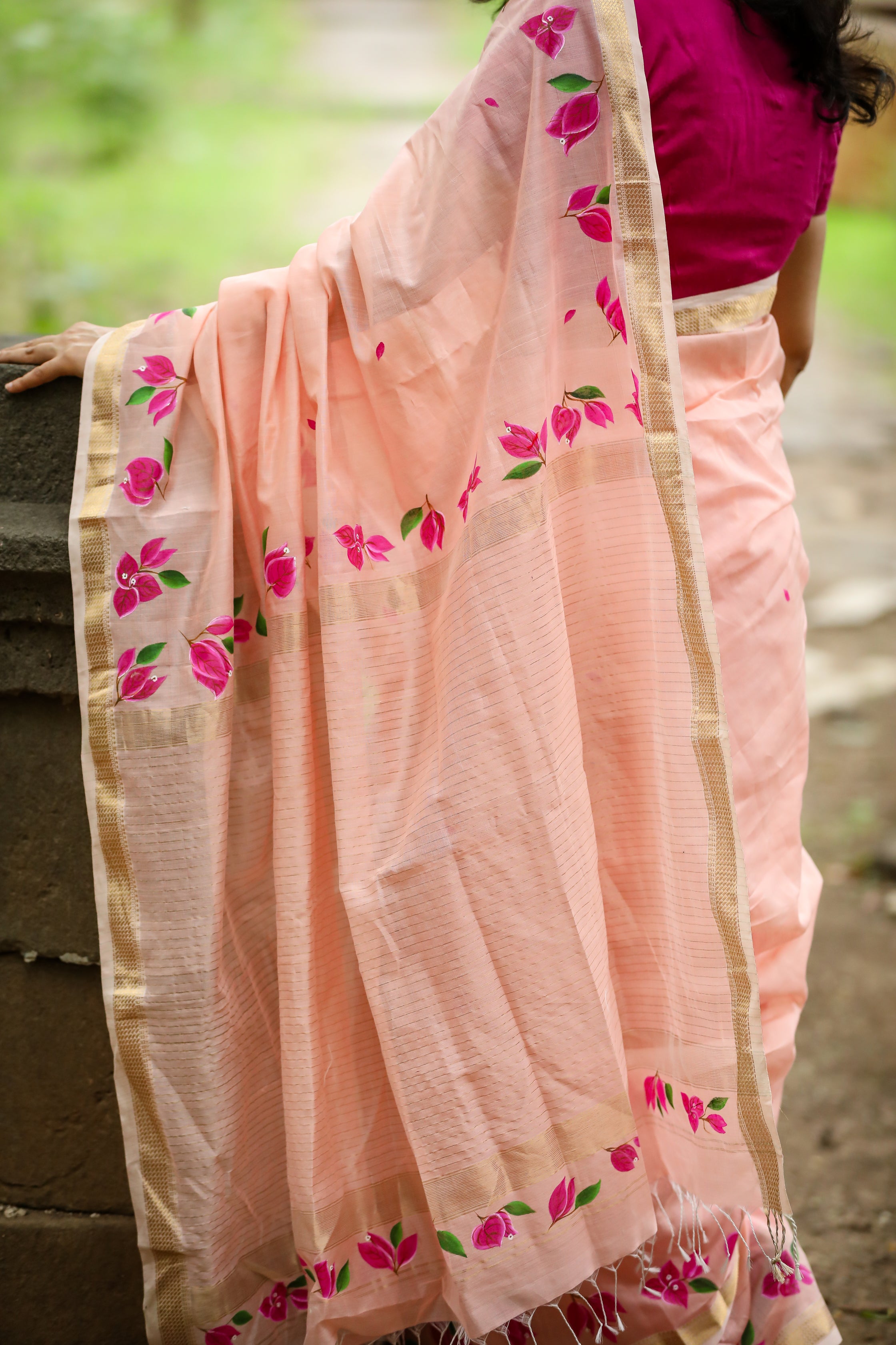 Bougainvellia Saree - Light Peach