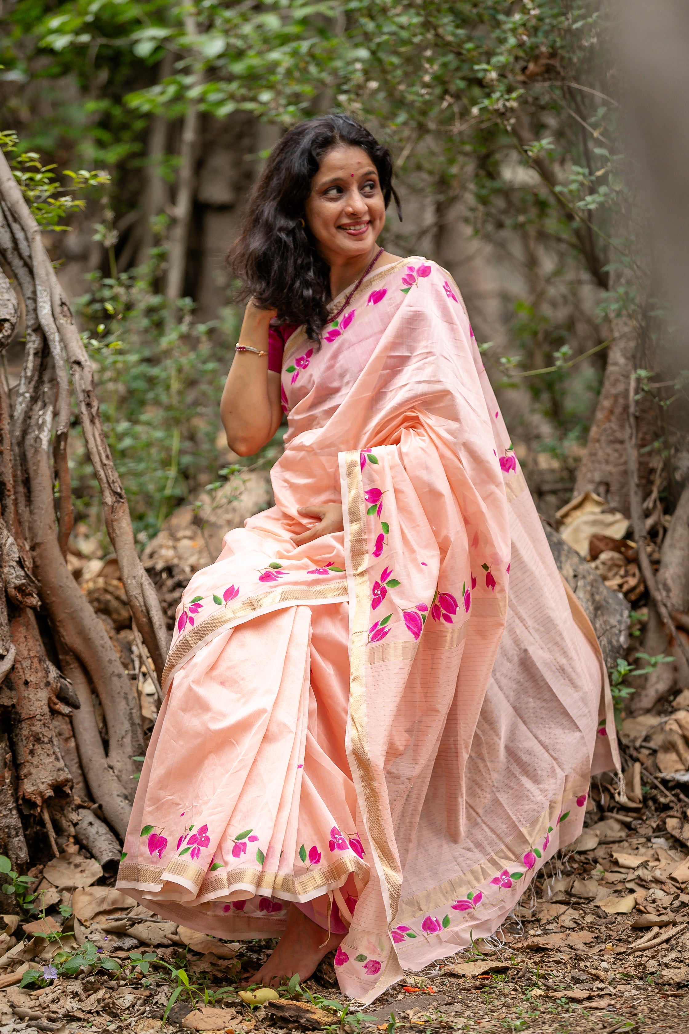 Bougainvellia Saree - Light Peach