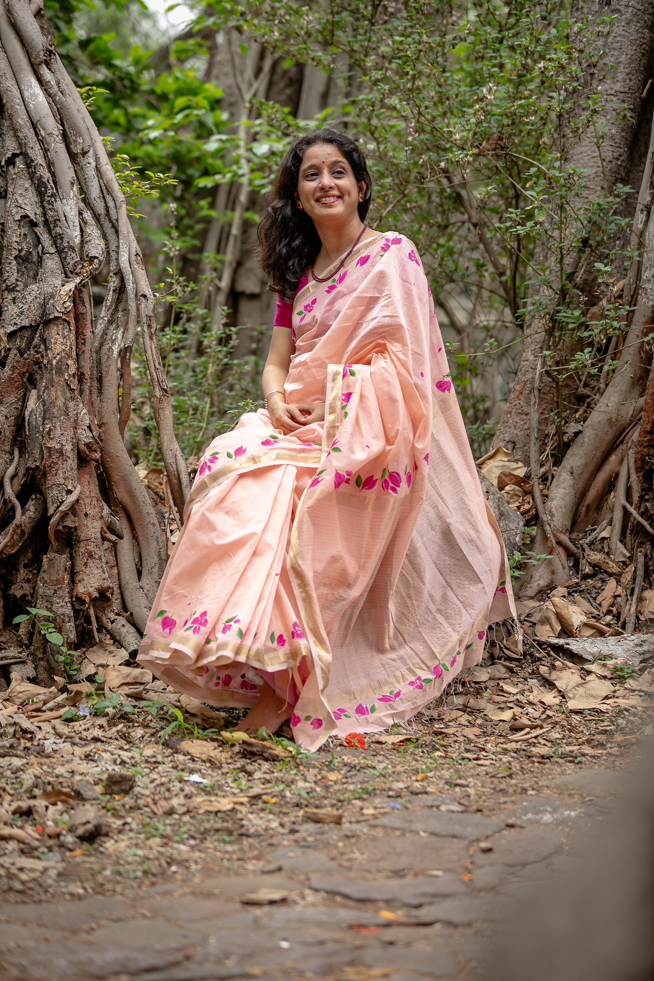 Bougainvellia Saree - Light Peach