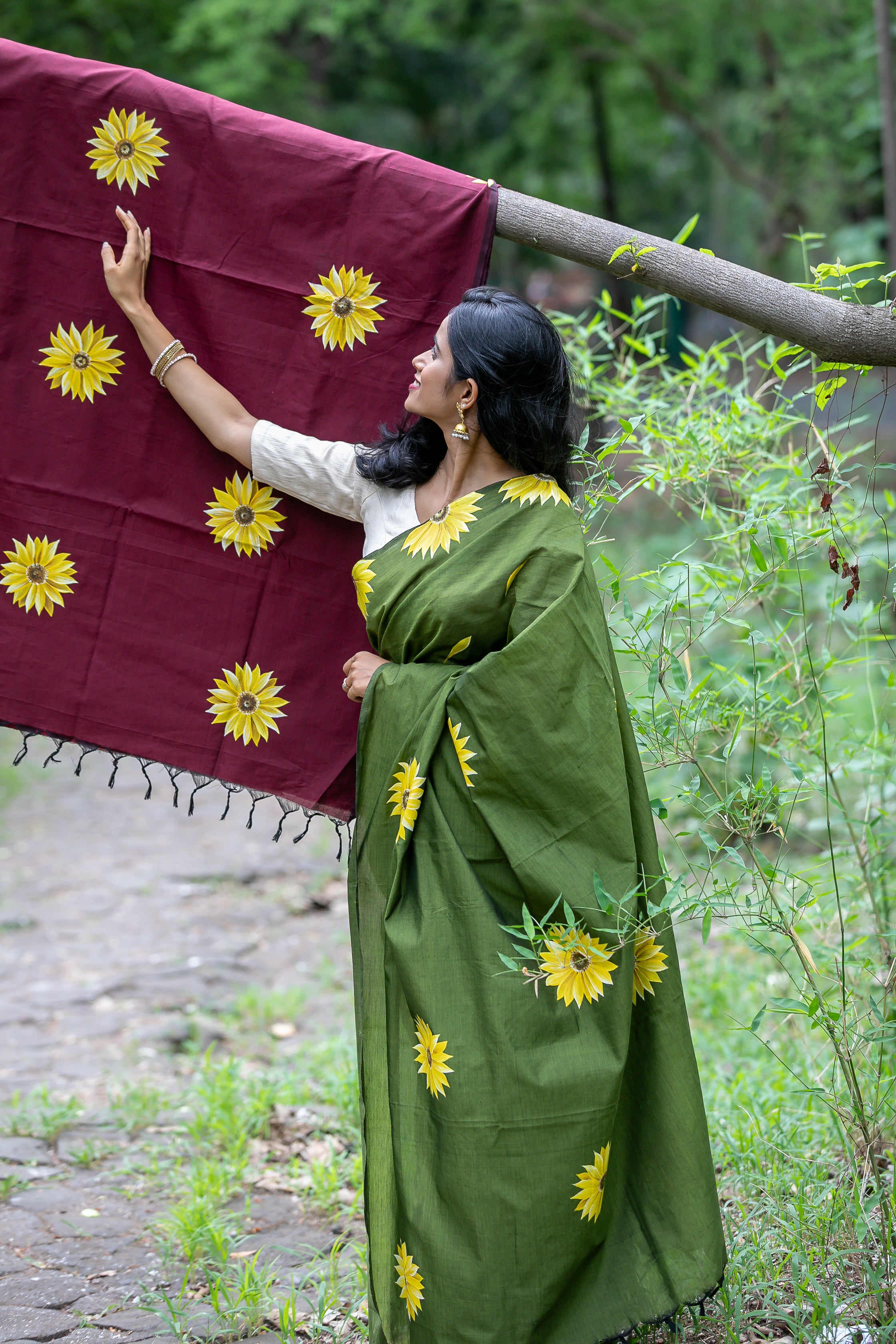 Sunflower Saree Shevali Green