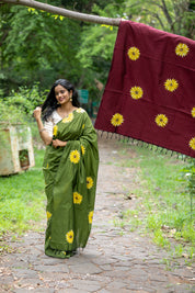 Sunflower Saree Shevali Green
