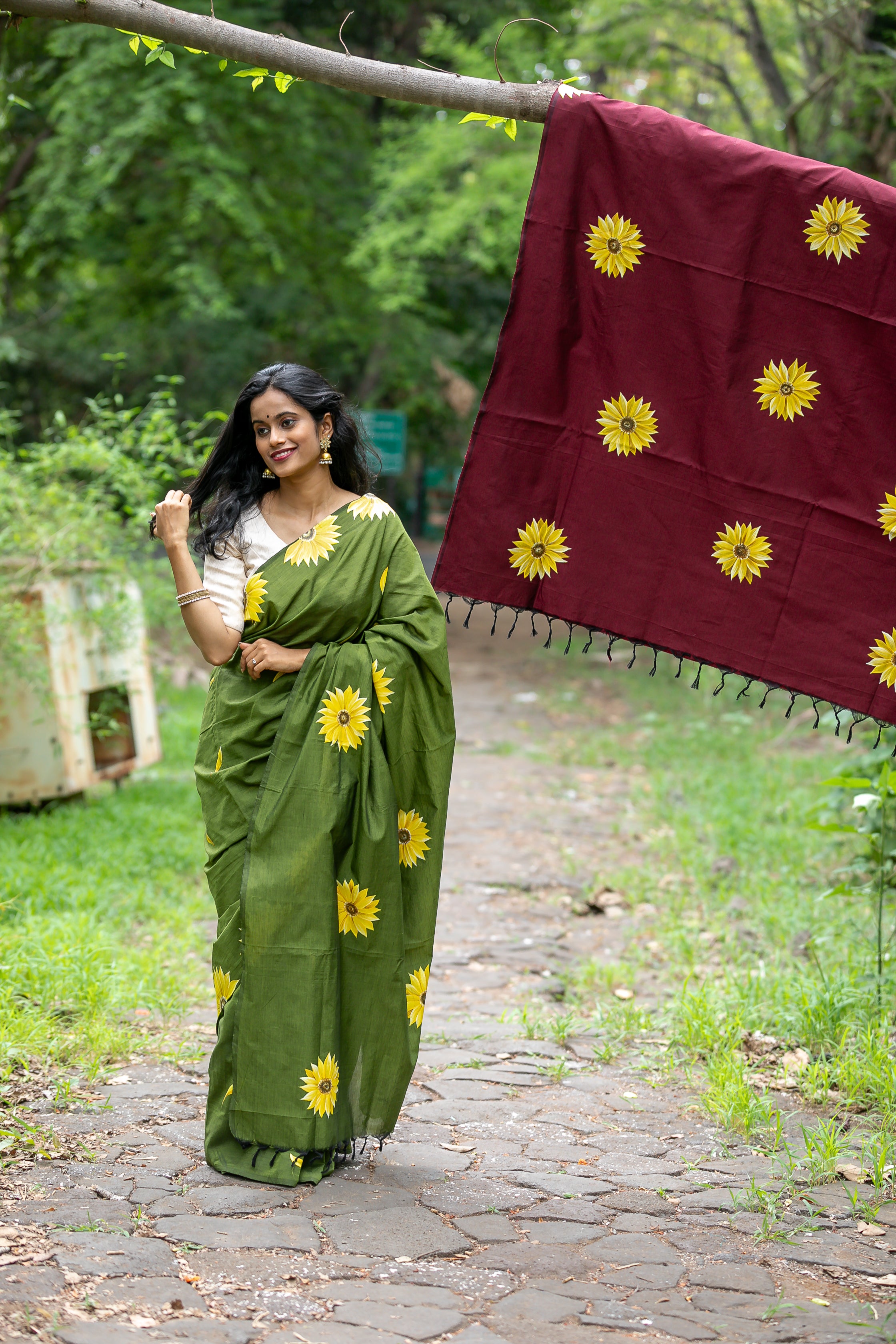 Sunflower Saree Shevali Green