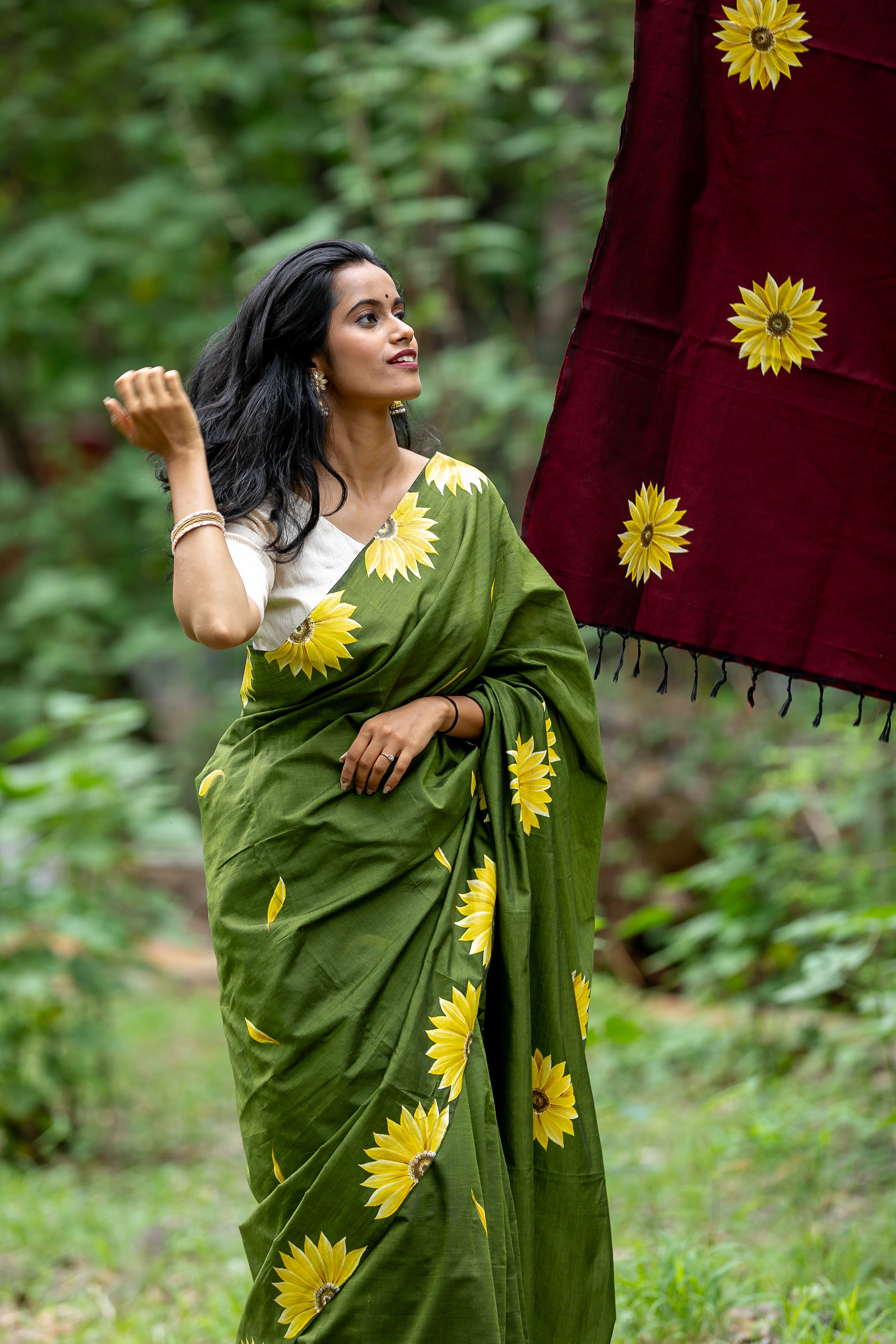 Sunflower Saree Shevali Green