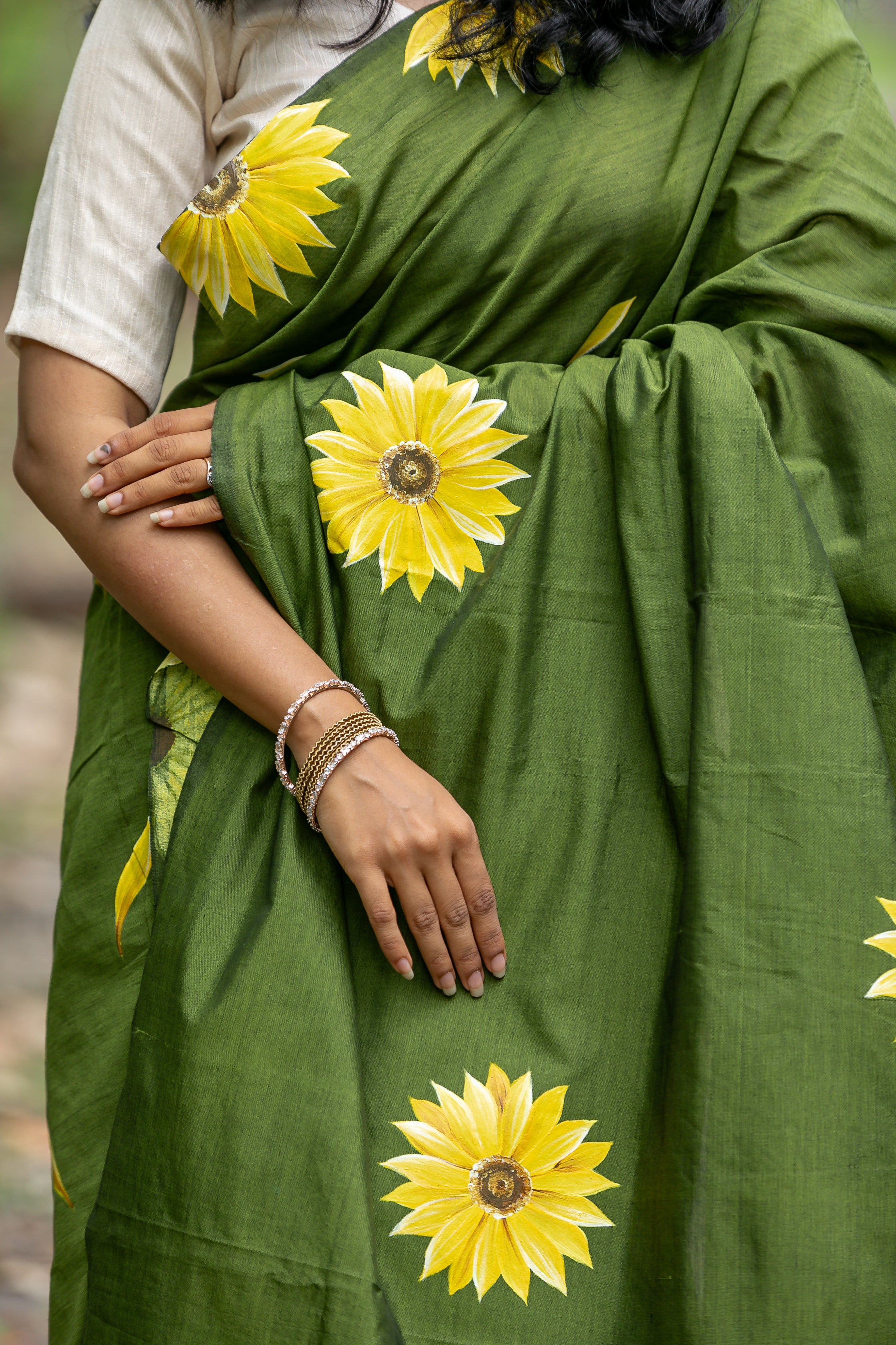 Sunflower Saree Shevali Green