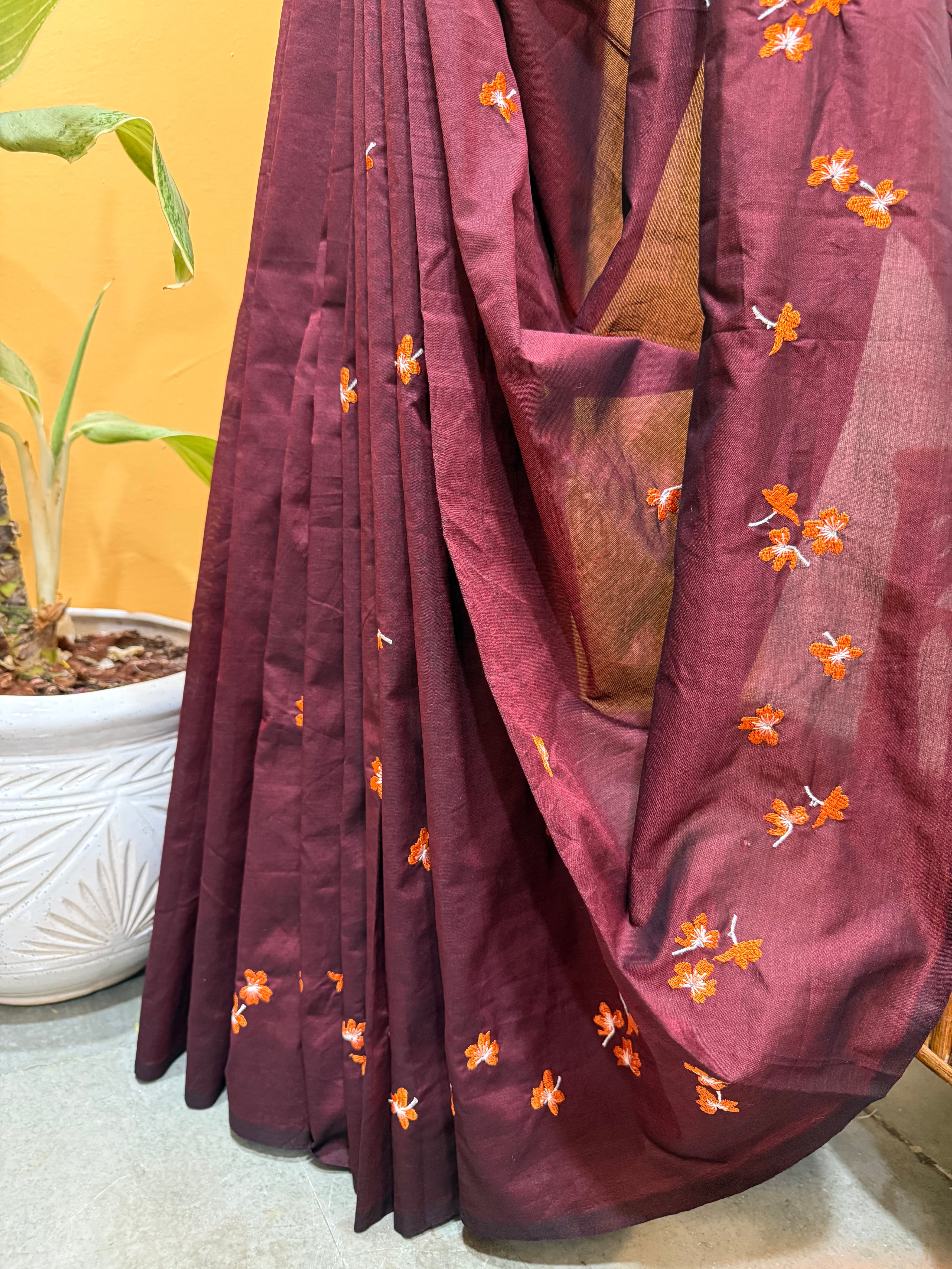Aboli Color Aboli Saree - Dark Magenta – Anjor by Janhavi