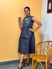 Bird of Paradise Embroidered dress A line