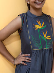 Bird of Paradise Embroidered dress A line