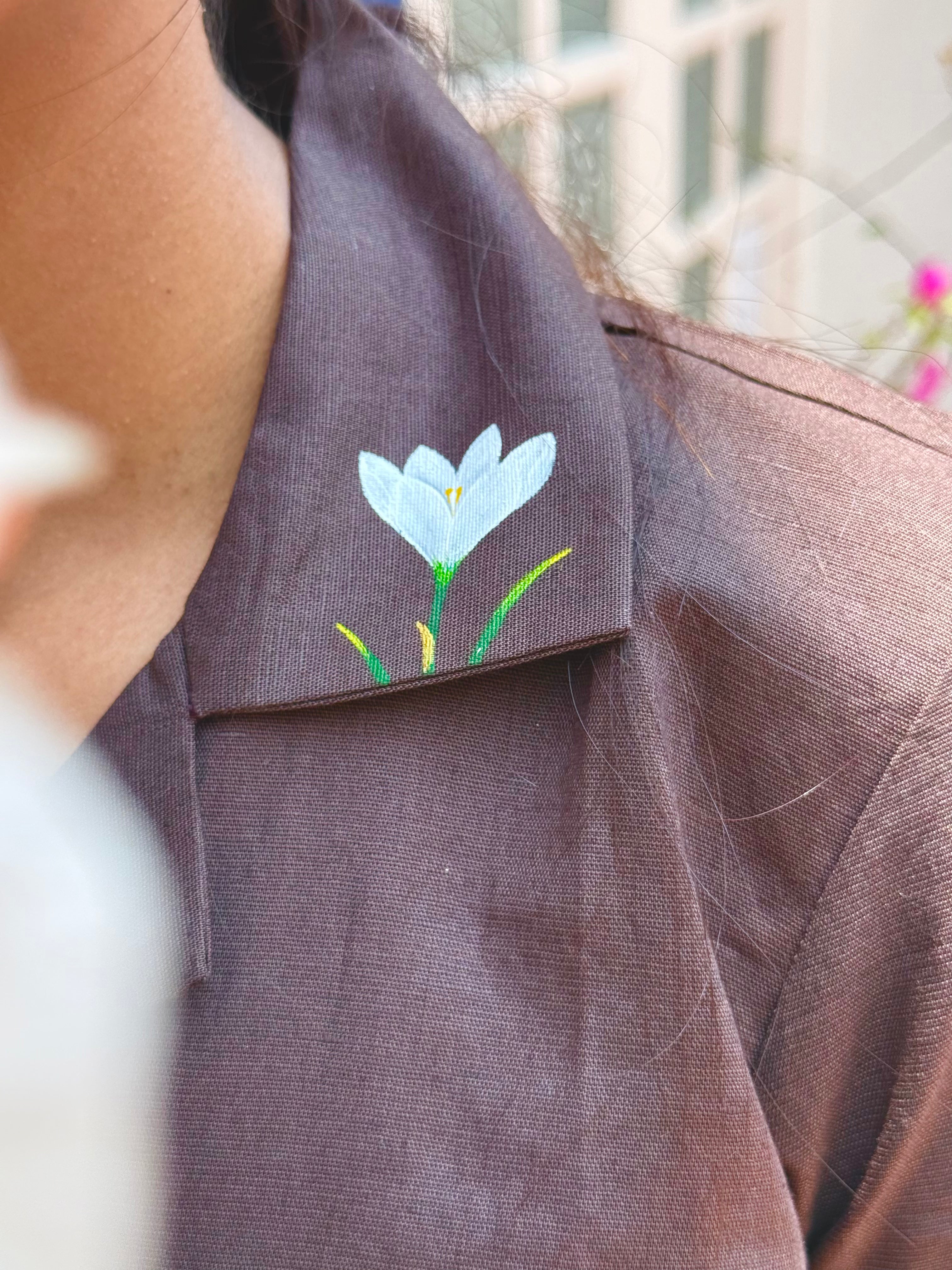 Rain Lily Hand-Painted Dress