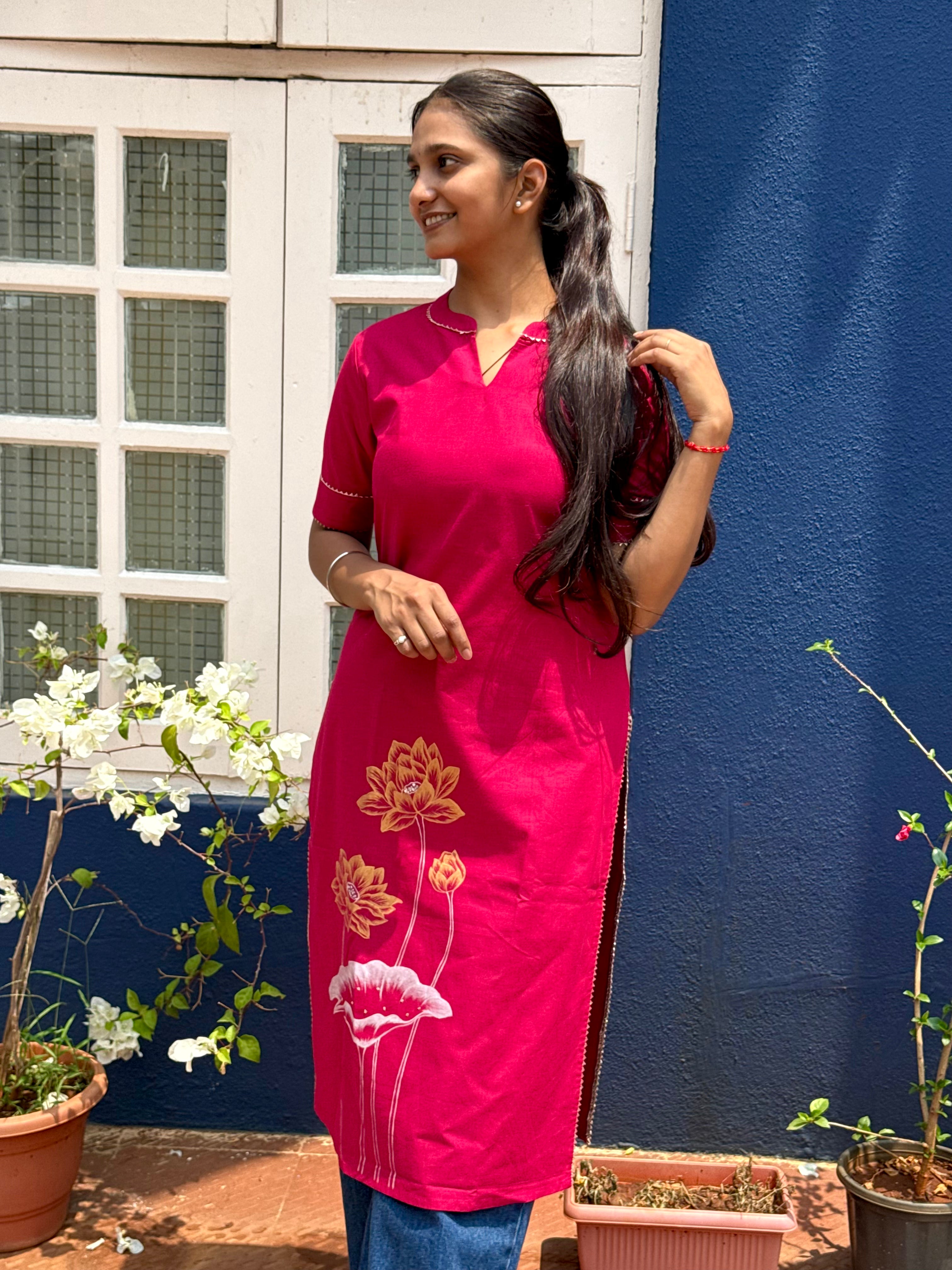 Lotus Hand-Painted Kurti