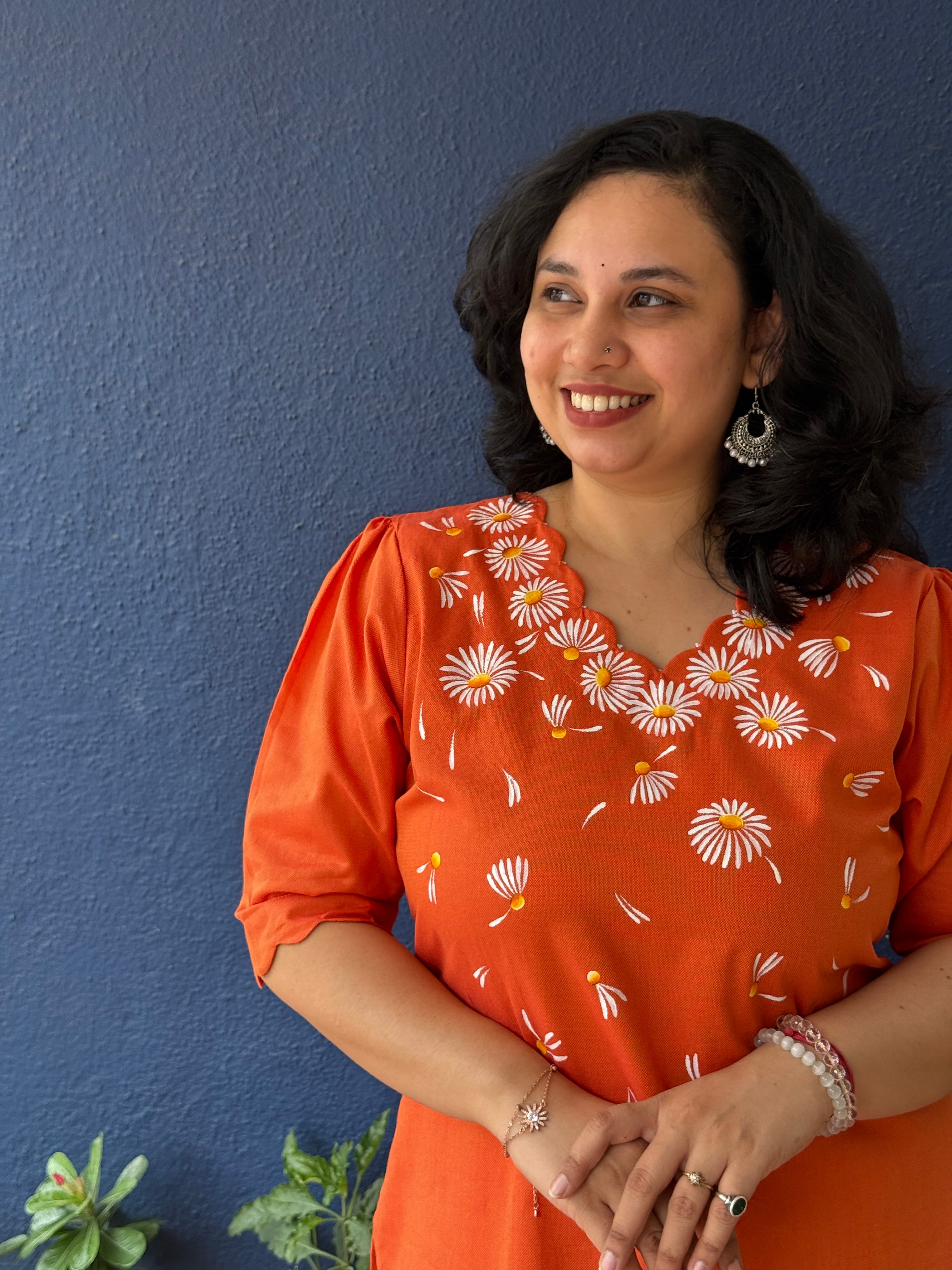 Mini Daisy Hand - Painted Kurti
