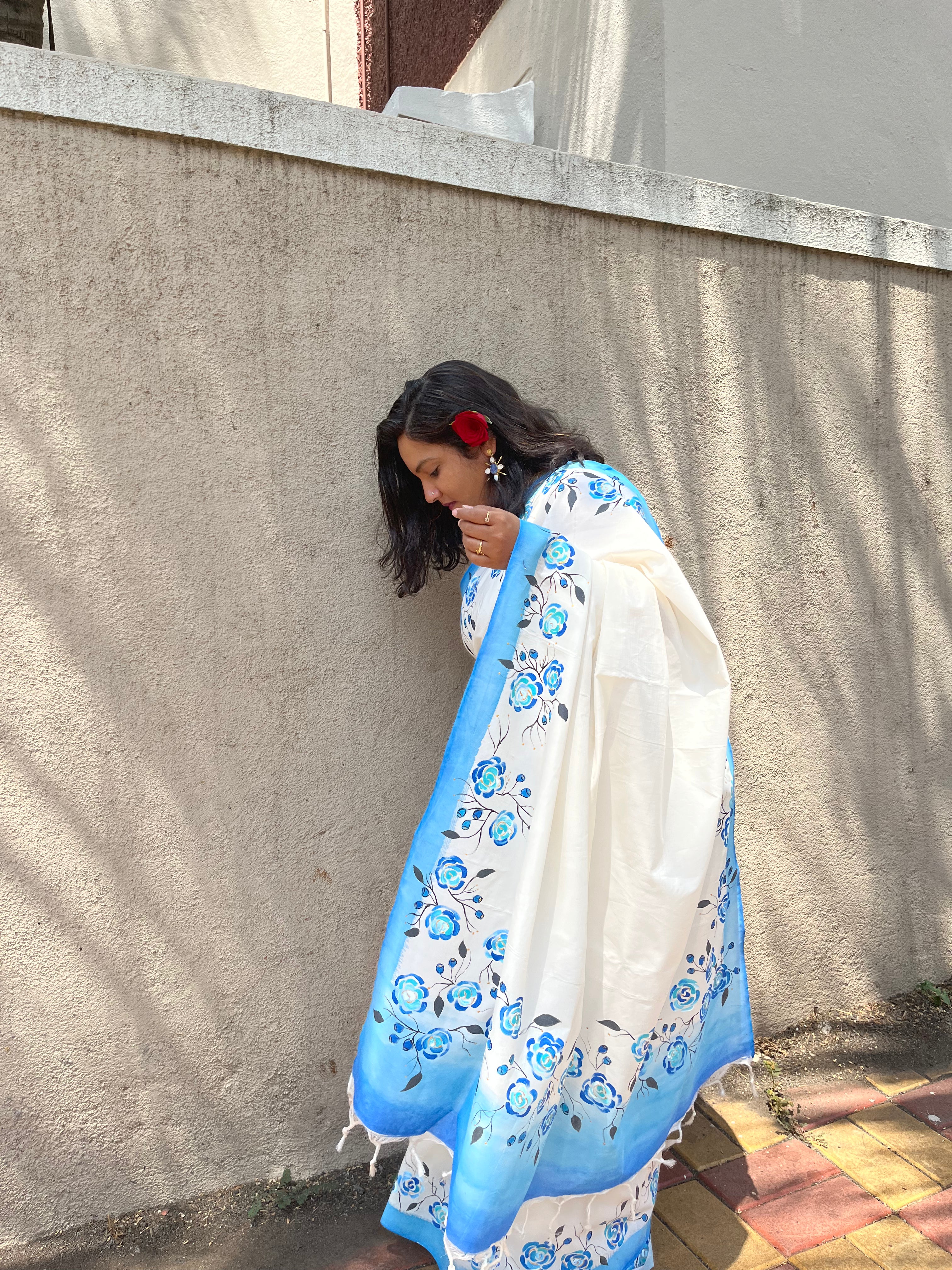 Gulab Saree - Sky Blue