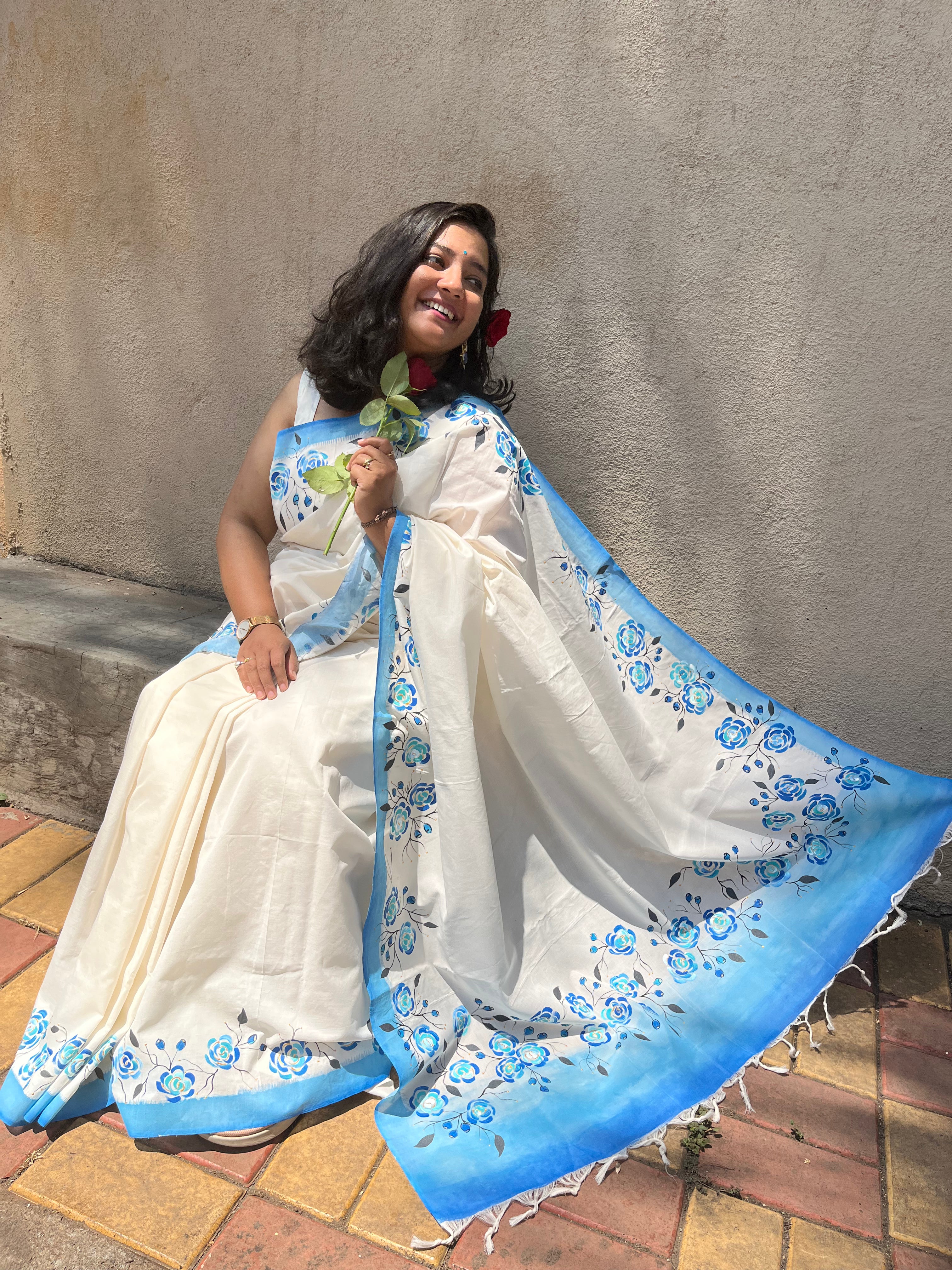 Gulab Saree - Sky Blue