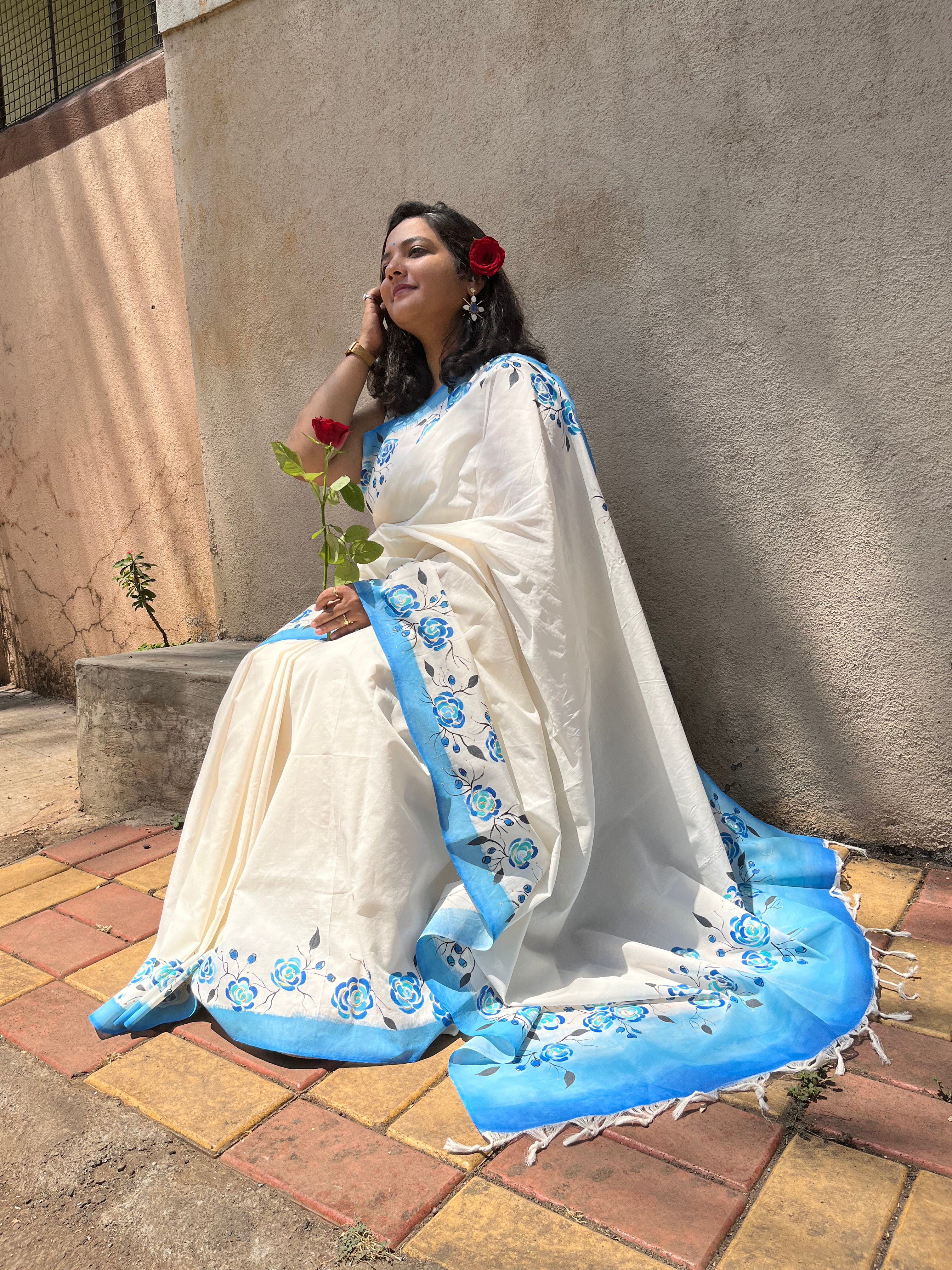 Gulab Saree - Sky Blue