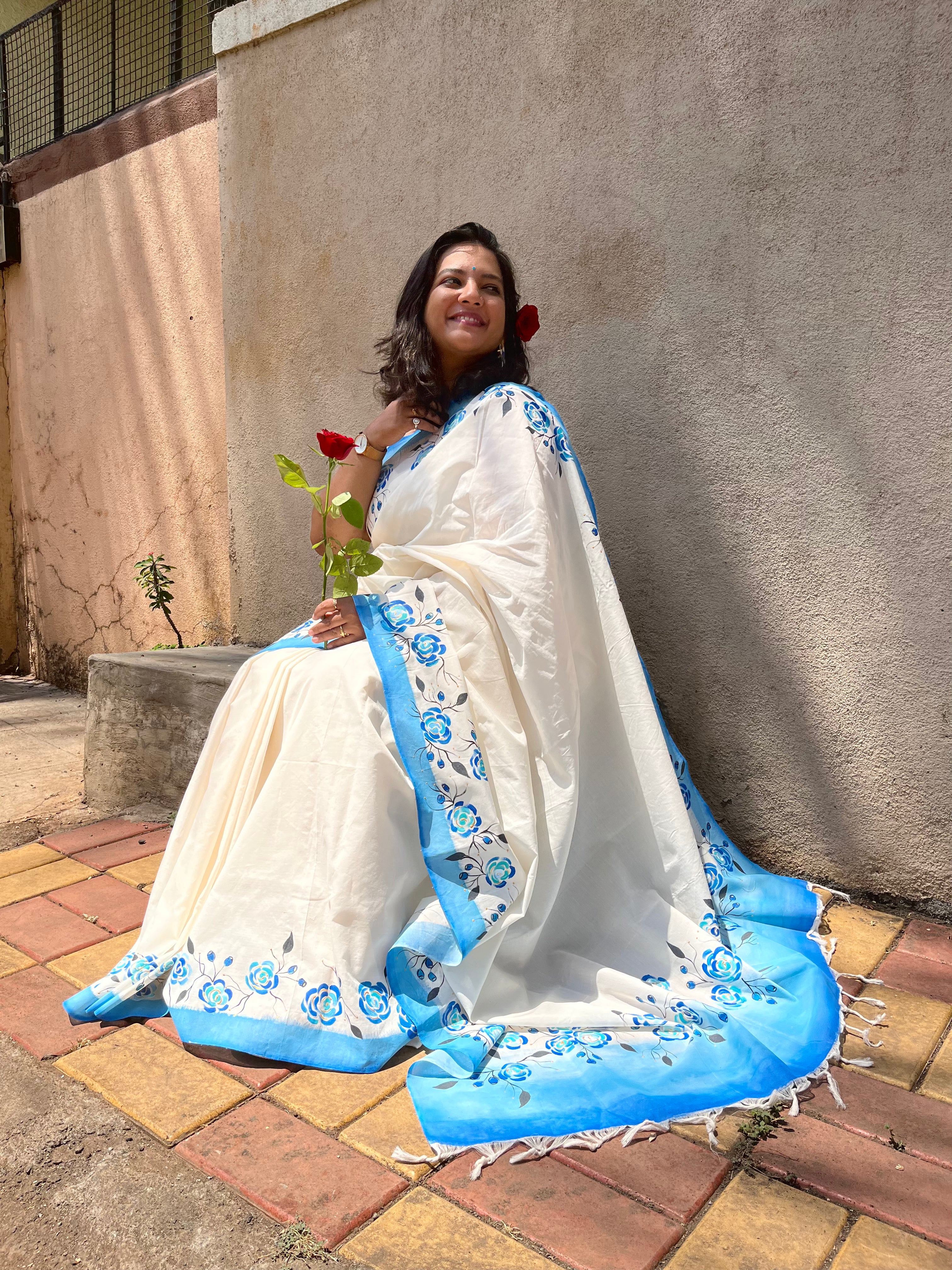 Gulab Saree - Sky Blue